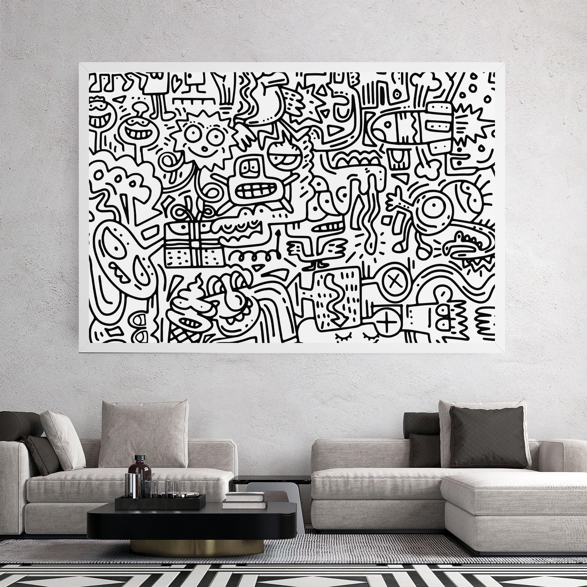 Obraz na Płótnie Doodle Black Line mockup 2