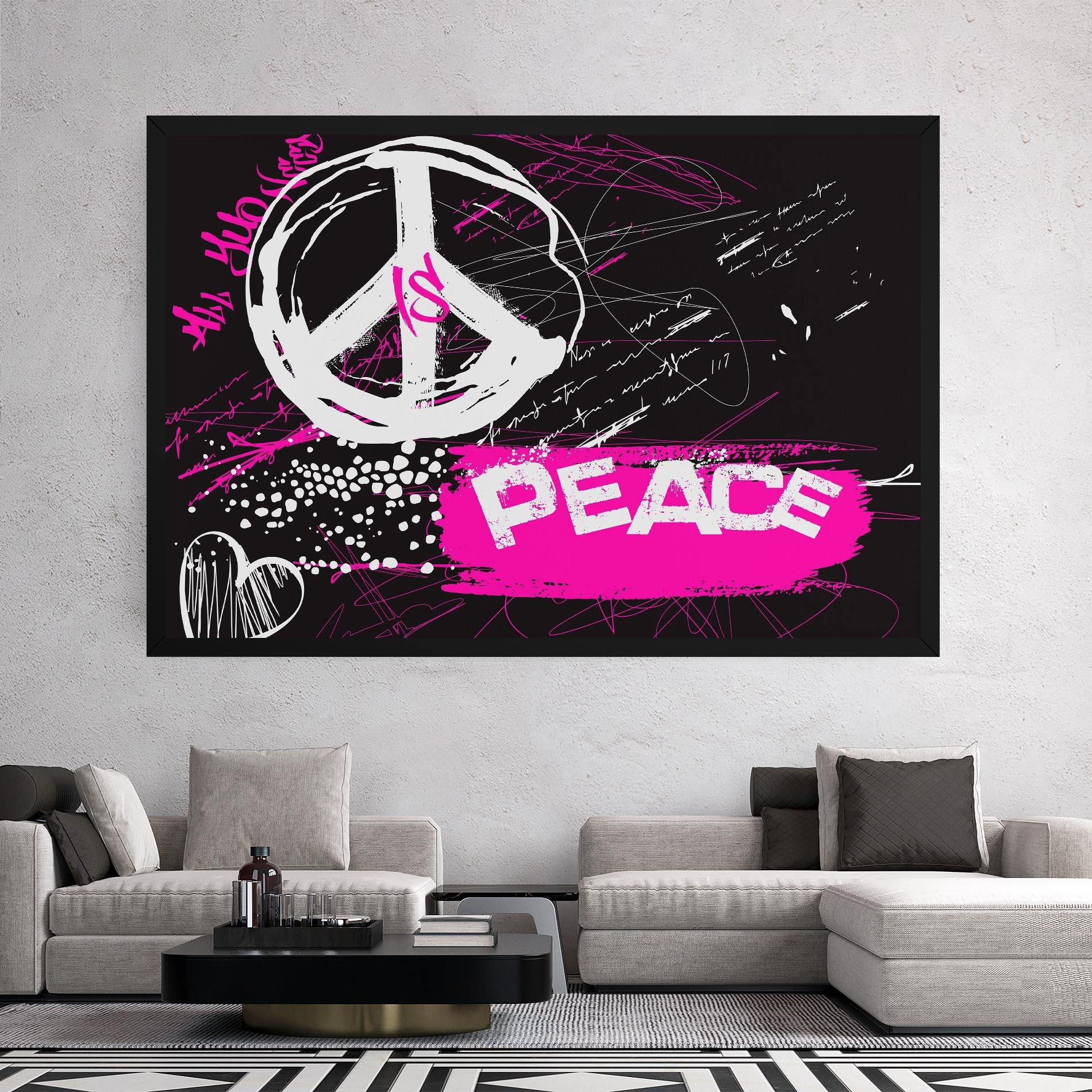 Obraz na Płótnie Graffiti Pink Peace mockup 2