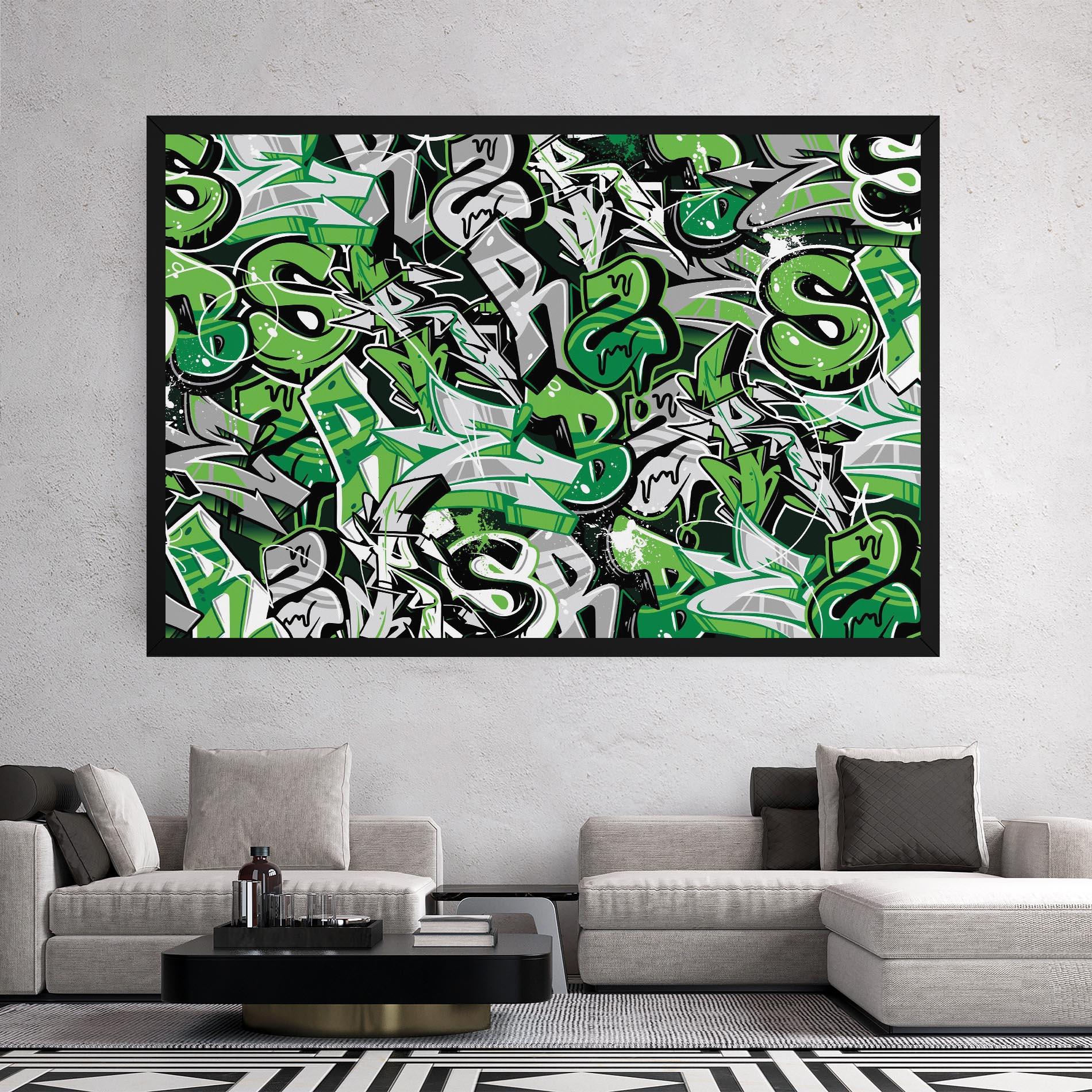 Obraz na Płótnie Green Graffiti Letters mockup 2