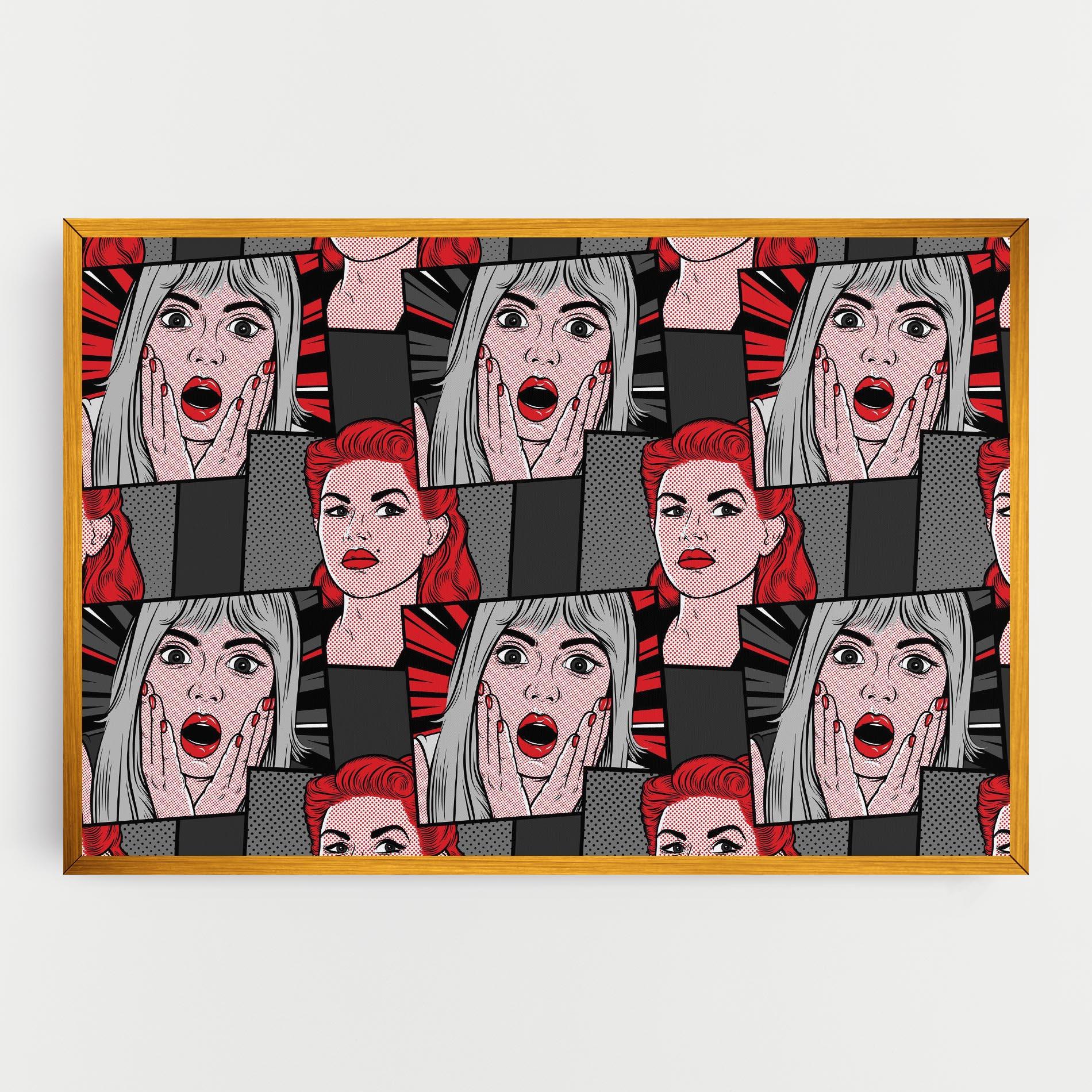 Obraz na Płótnie Grey Red Pop Art mockup 0