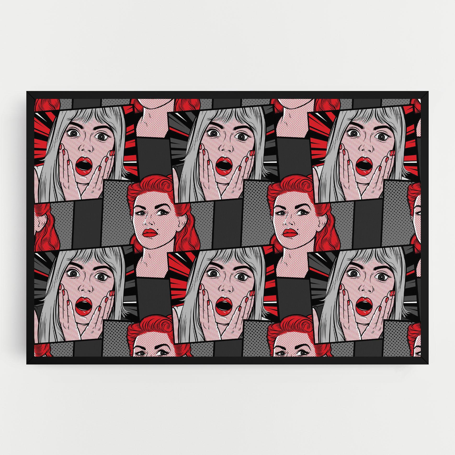 Obraz na Płótnie Grey Red Pop Art mockup 0