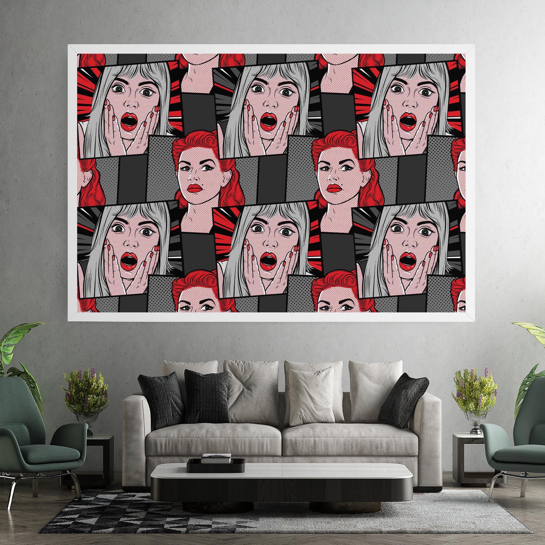 Obraz na Płótnie Grey Red Pop Art mockup 7