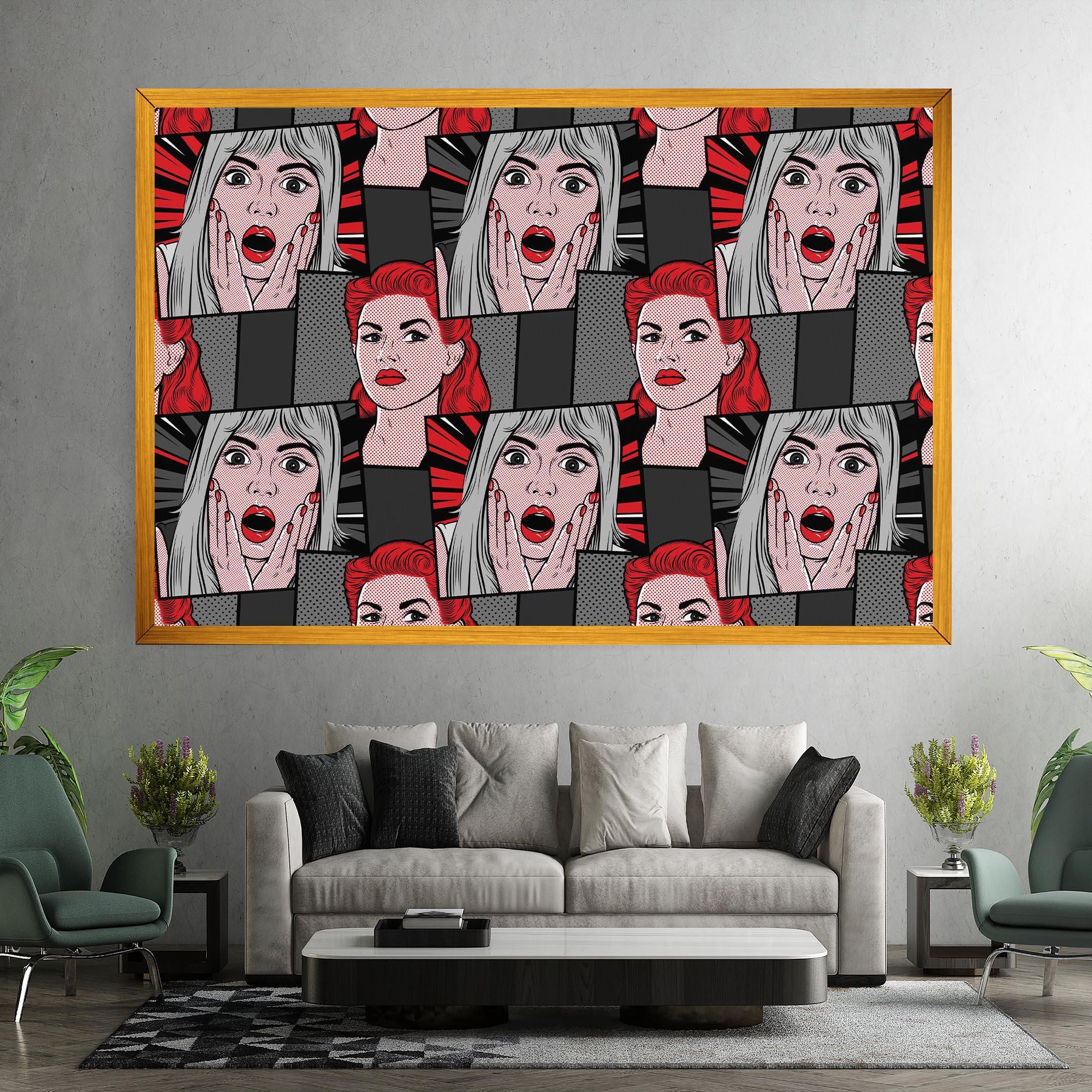 Obraz na Płótnie Grey Red Pop Art mockup 7