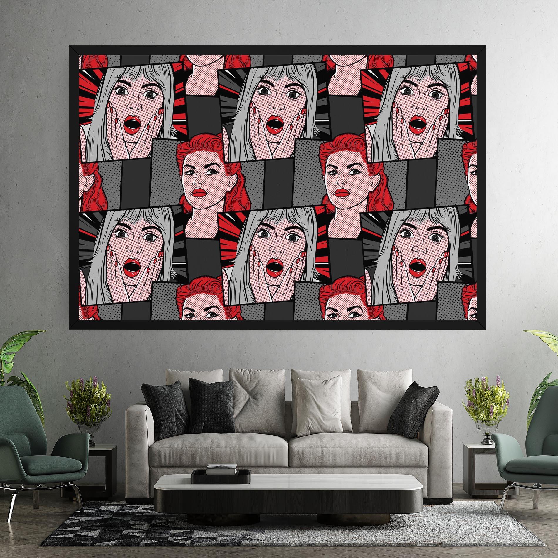 Obraz na Płótnie Grey Red Pop Art mockup 7