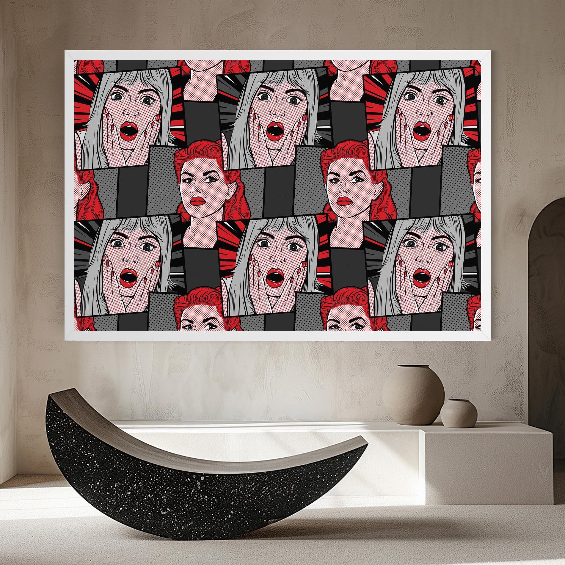 Obraz na Płótnie Grey Red Pop Art mockup 8