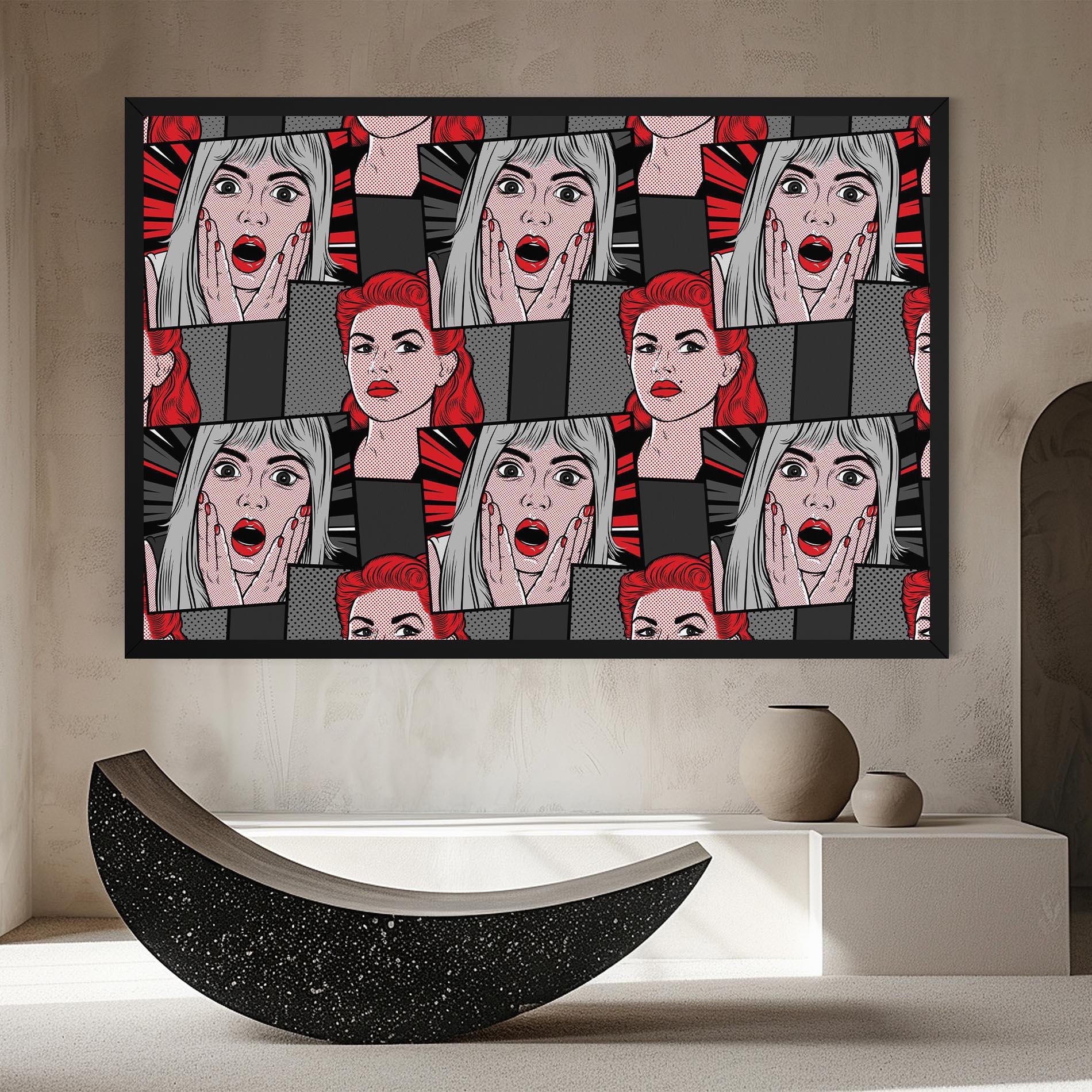 Obraz na Płótnie Grey Red Pop Art mockup 8