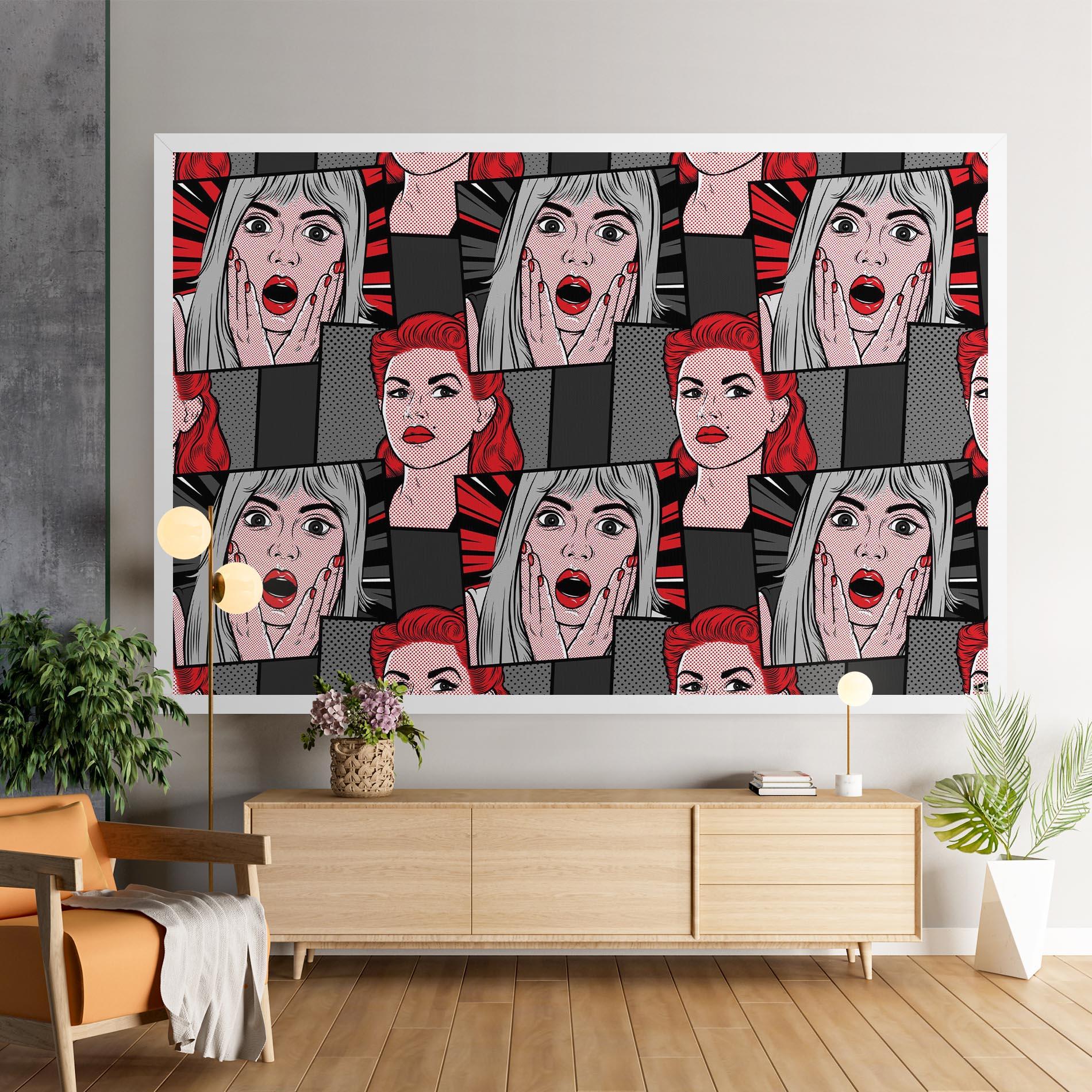 Obraz na Płótnie Grey Red Pop Art mockup 9