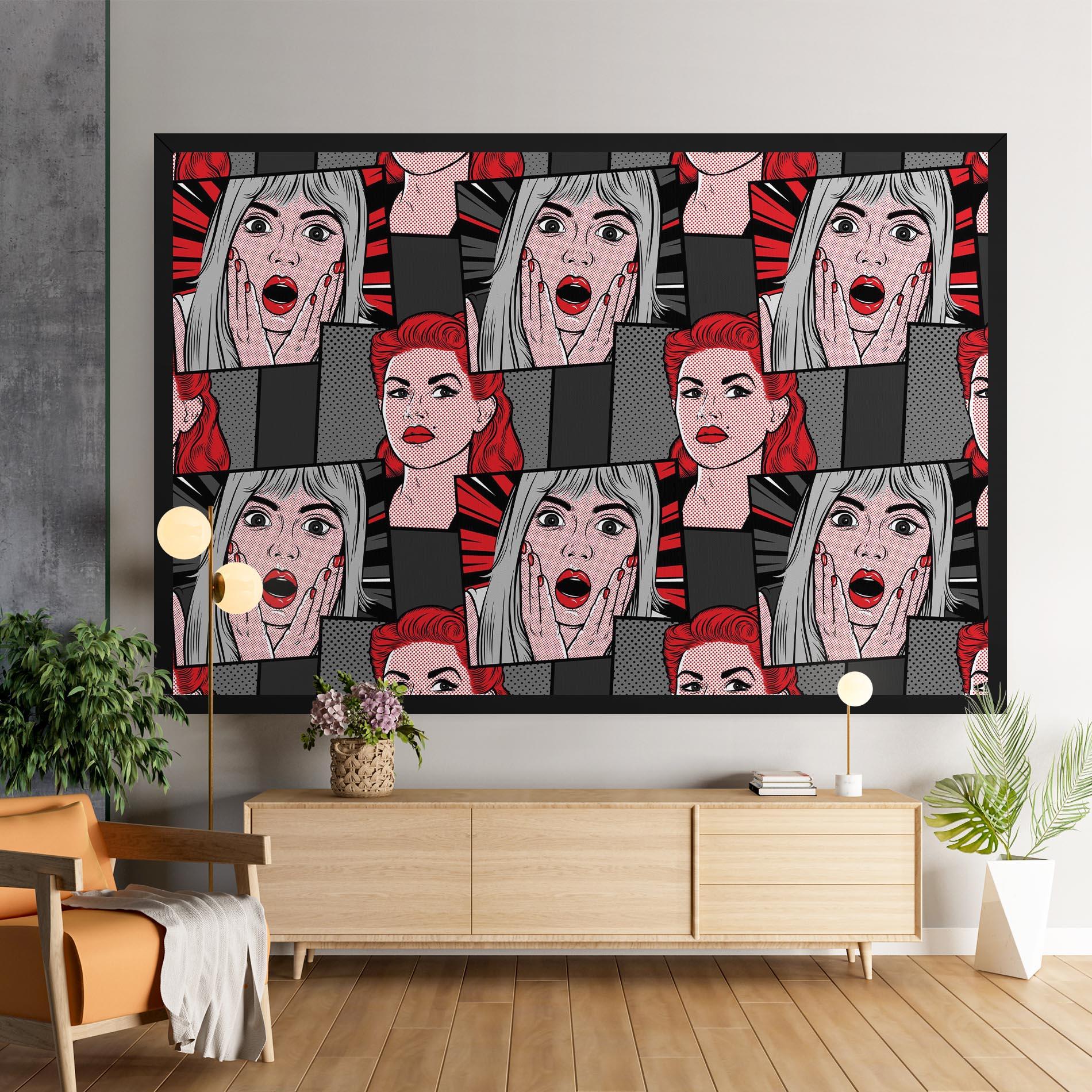 Obraz na Płótnie Grey Red Pop Art mockup 9