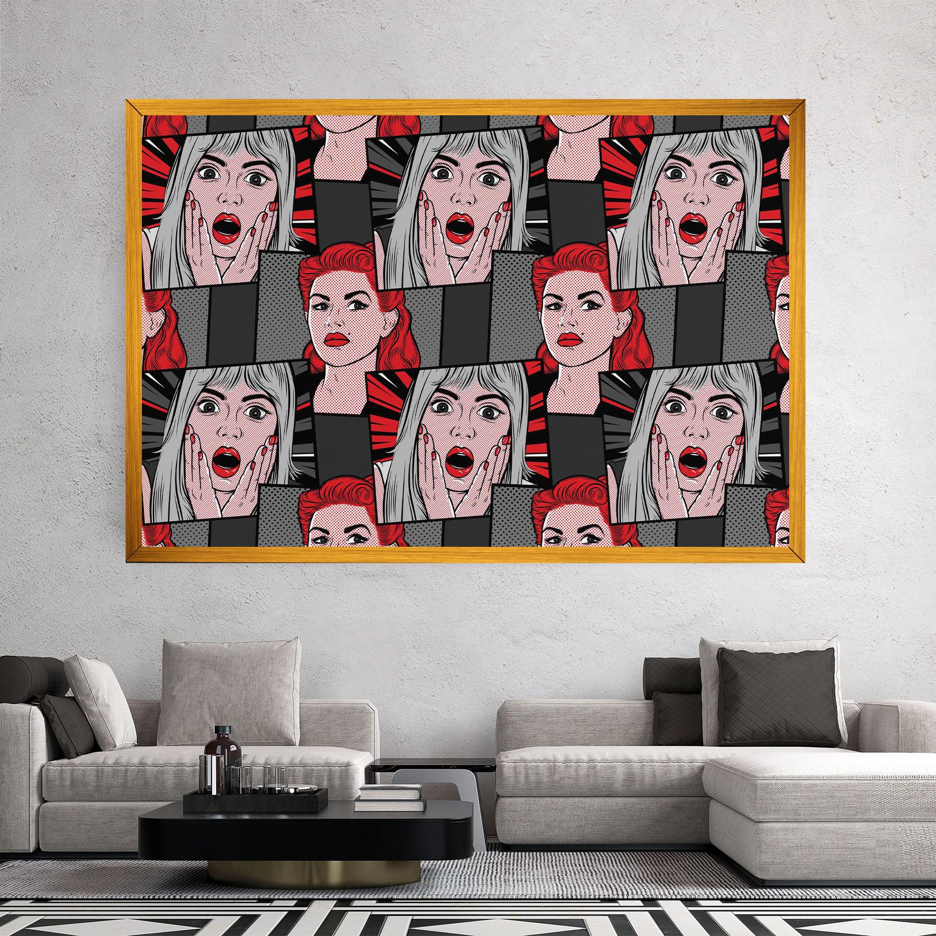 Obraz na Płótnie Grey Red Pop Art mockup 2