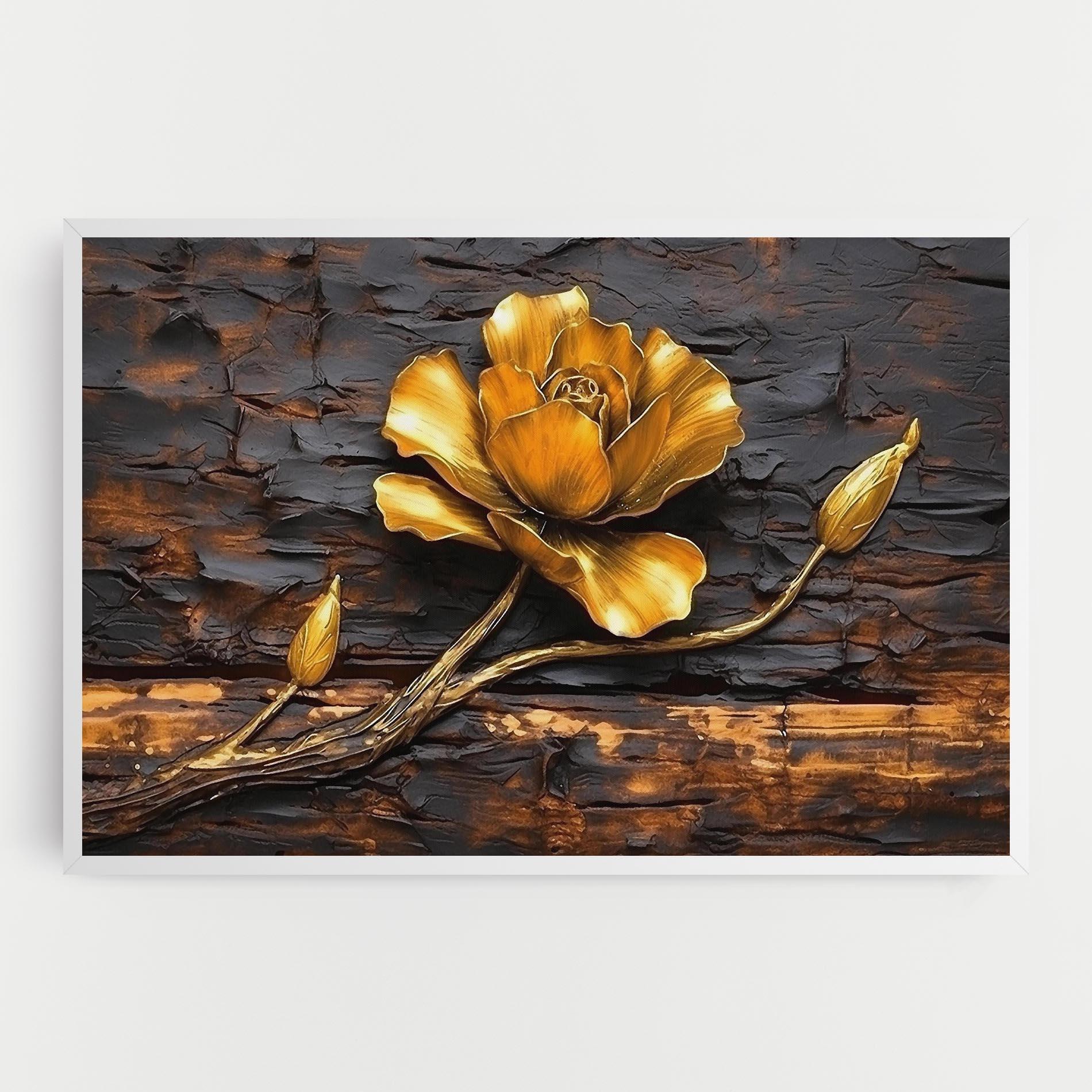 Obraz na Płótnie Golden Rose On Wood mockup 0