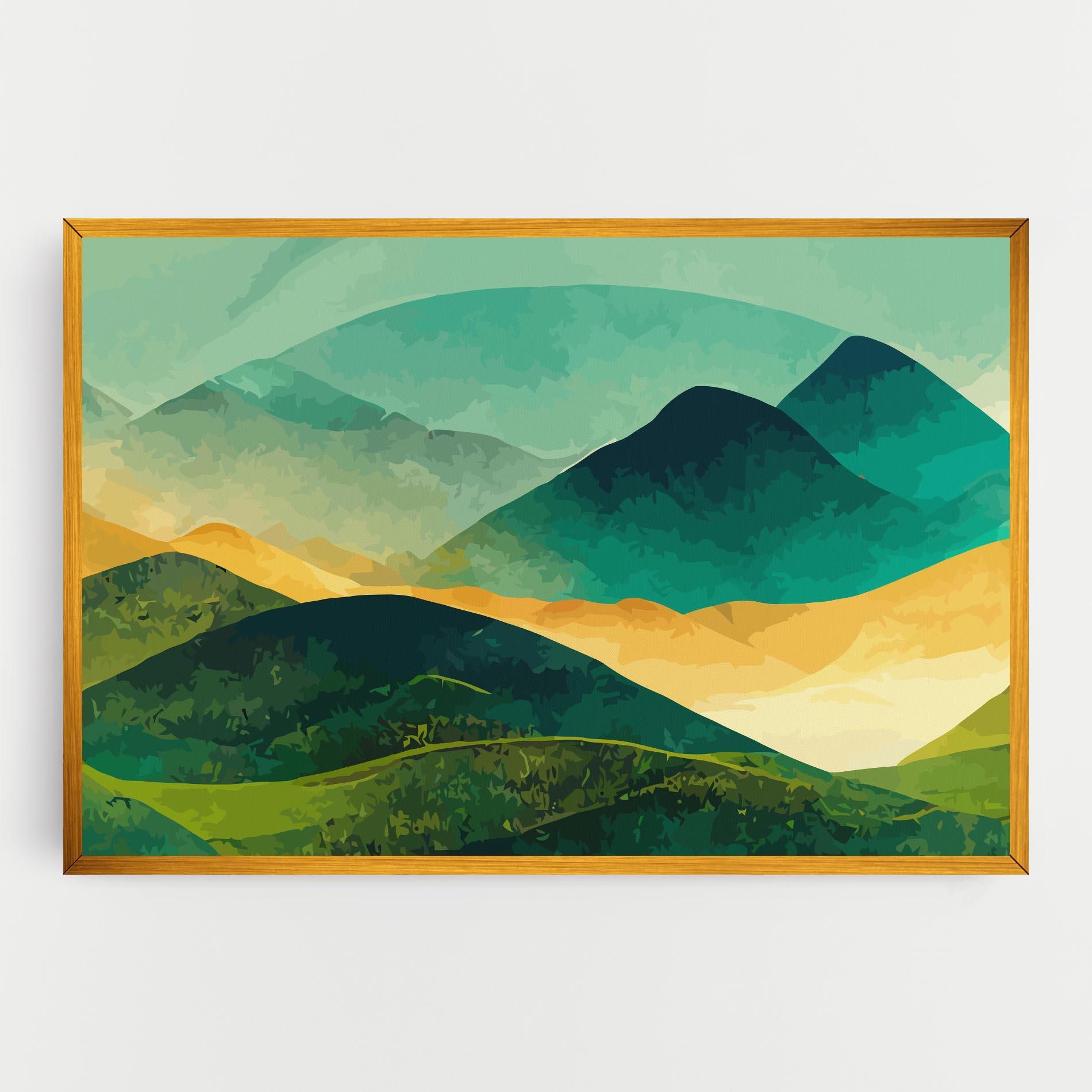 Obraz na Płótnie Green Art Mountain mockup 0