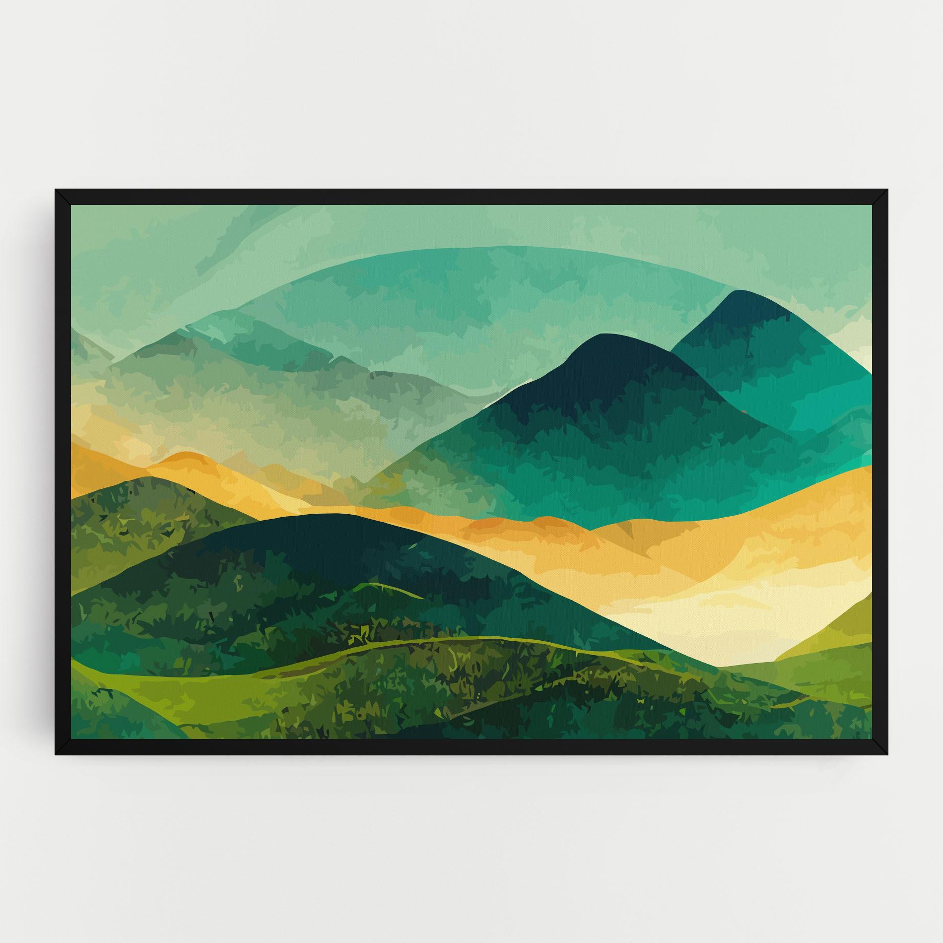 Obraz na Płótnie Green Art Mountain mockup 0