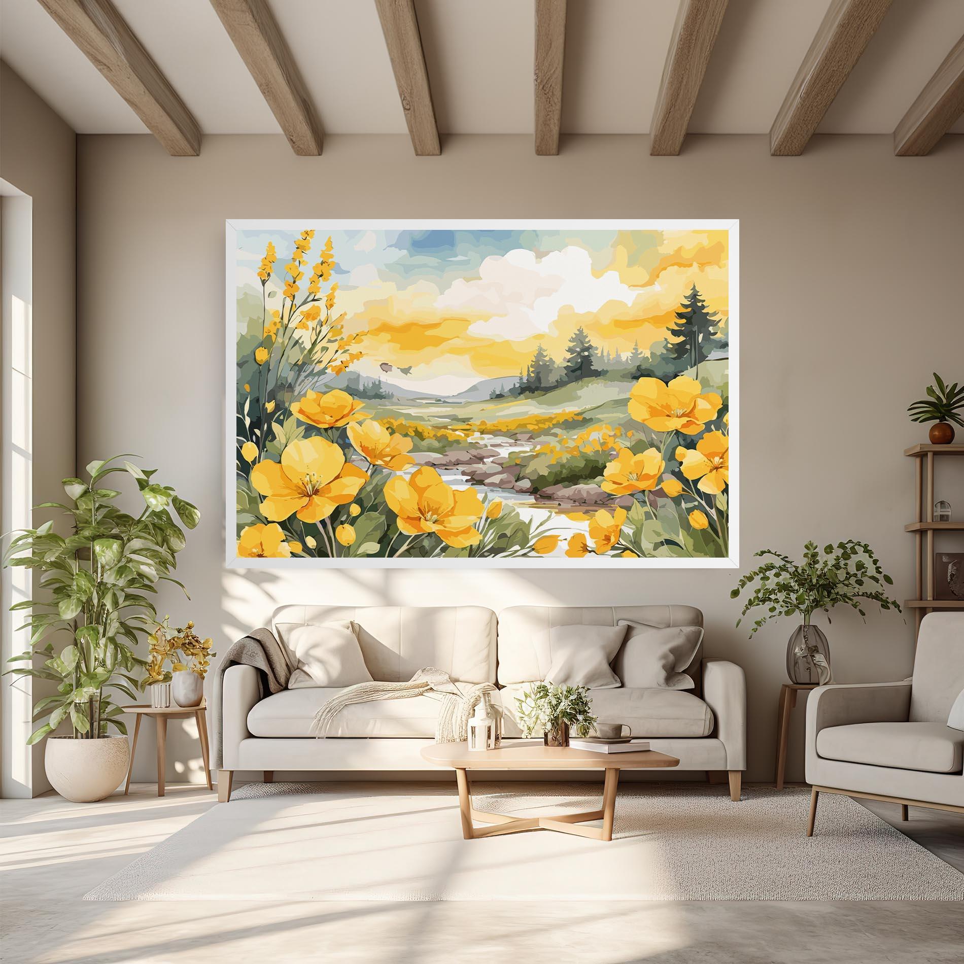 Obraz na Płótnie Yellow View Flower mockup 6