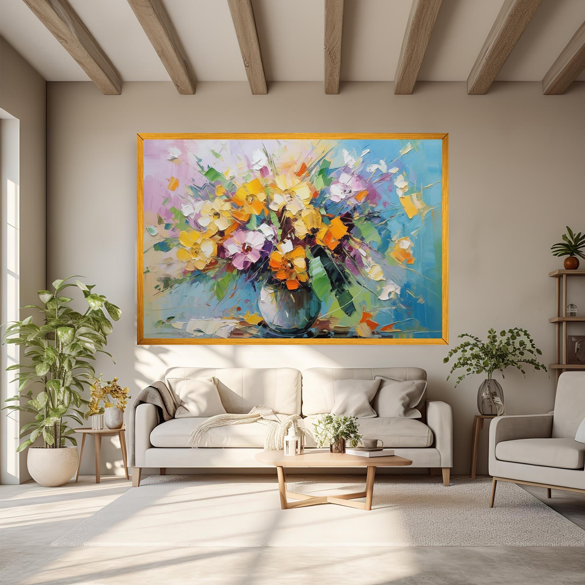 Obraz na Płótnie Colorfull Flowers Painting mockup 6