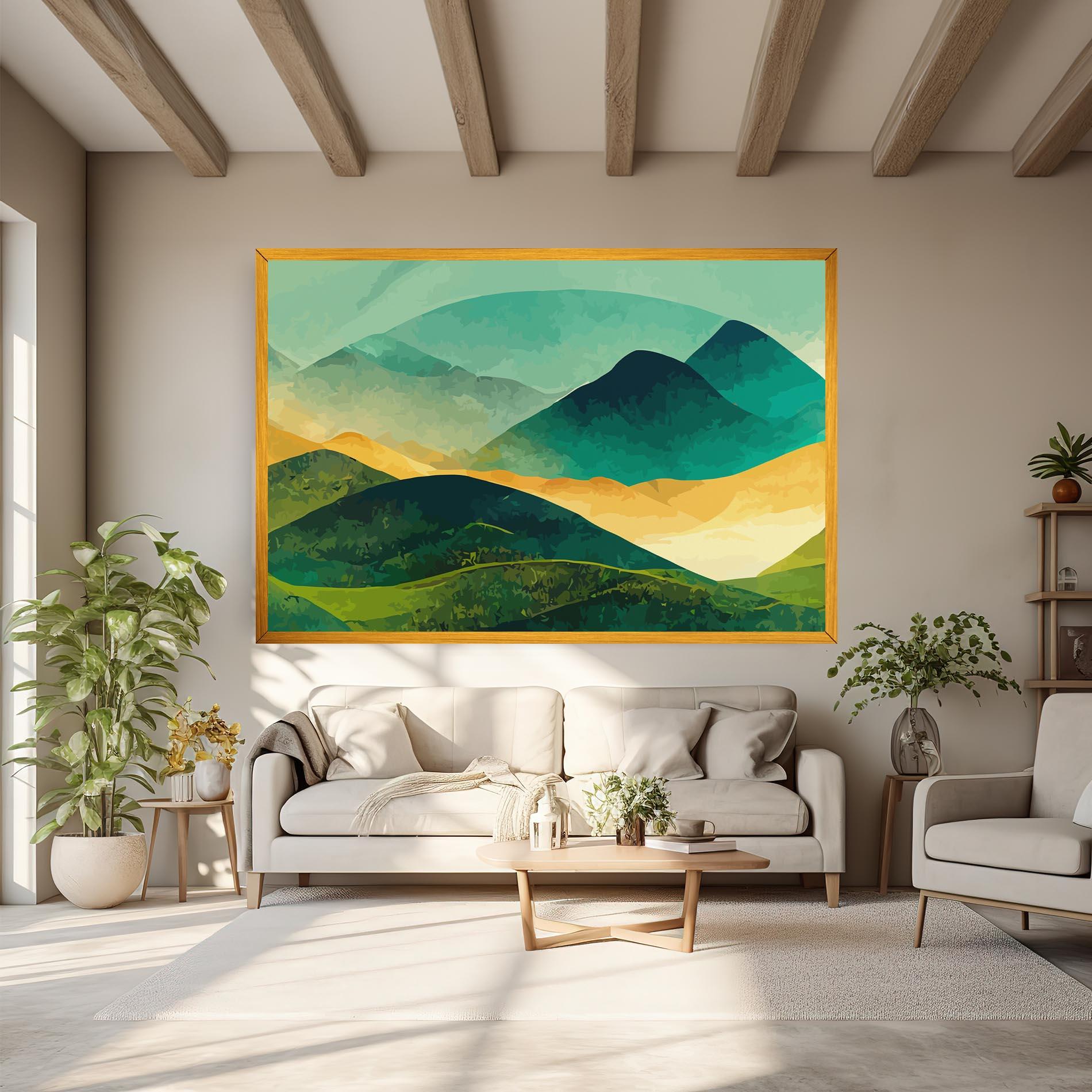 Obraz na Płótnie Green Art Mountain mockup 6