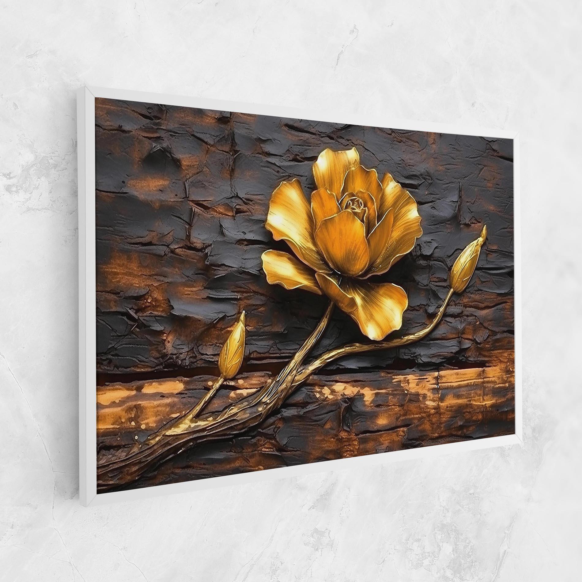 Obraz na Płótnie Golden Rose On Wood mockup 1