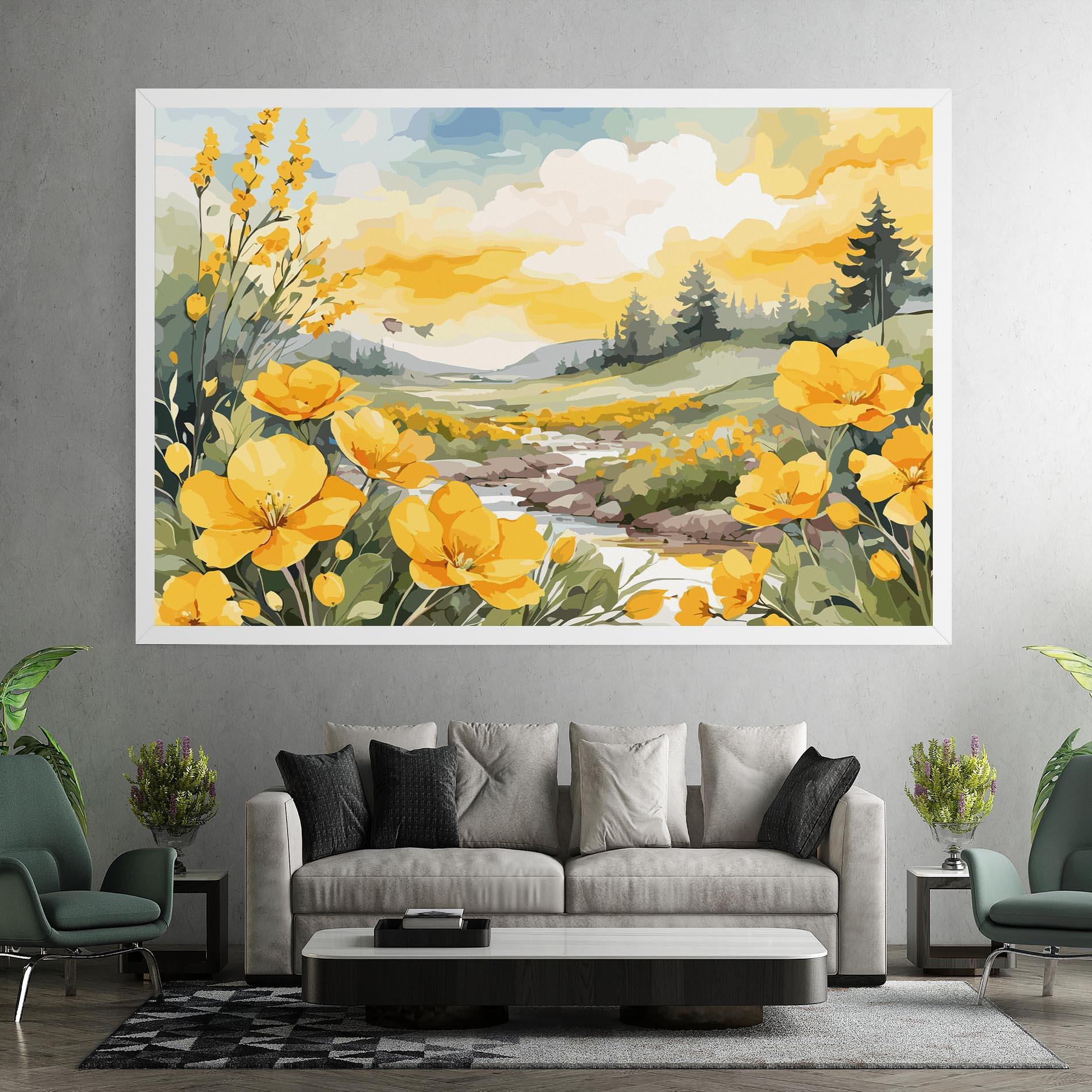 Obraz na Płótnie Yellow View Flower mockup 7