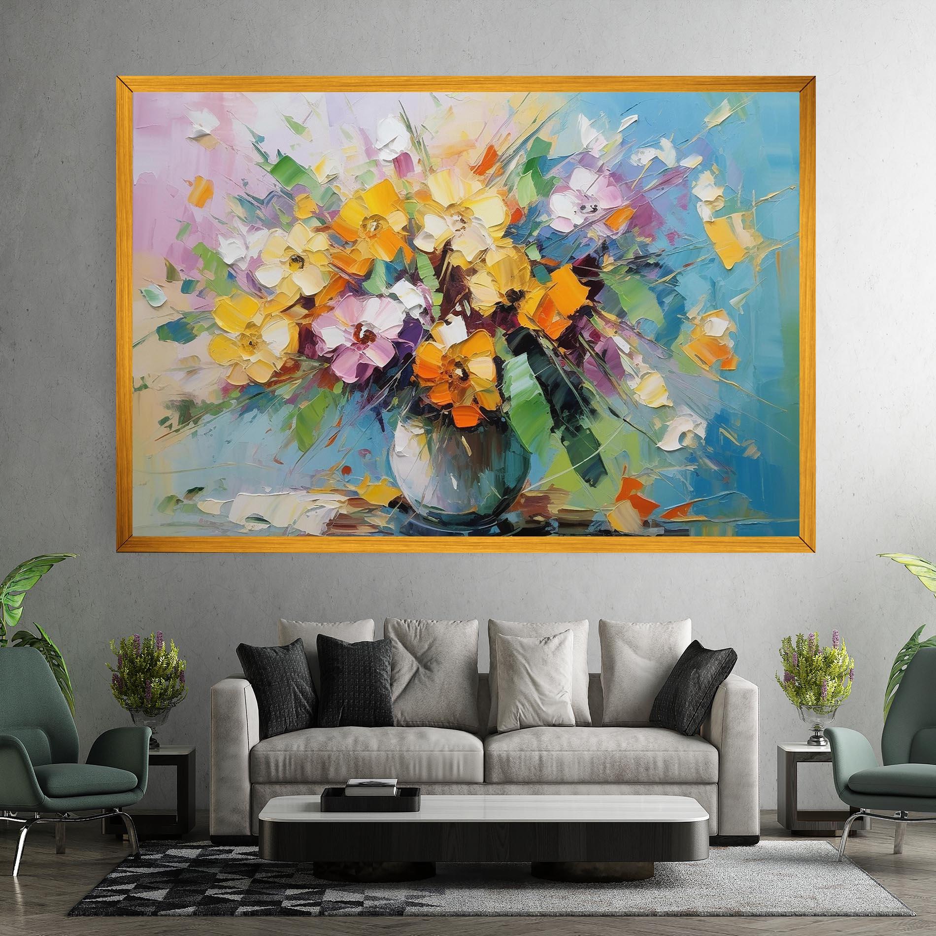 Obraz na Płótnie Colorfull Flowers Painting mockup 7