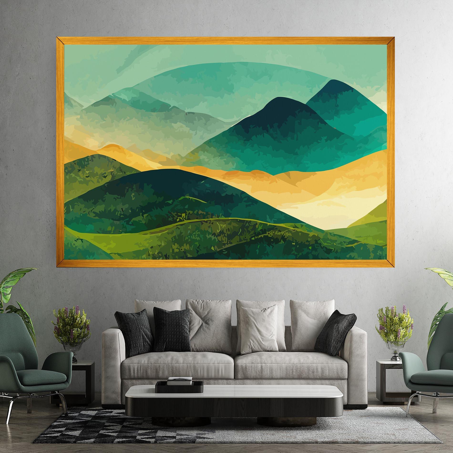 Obraz na Płótnie Green Art Mountain mockup 7