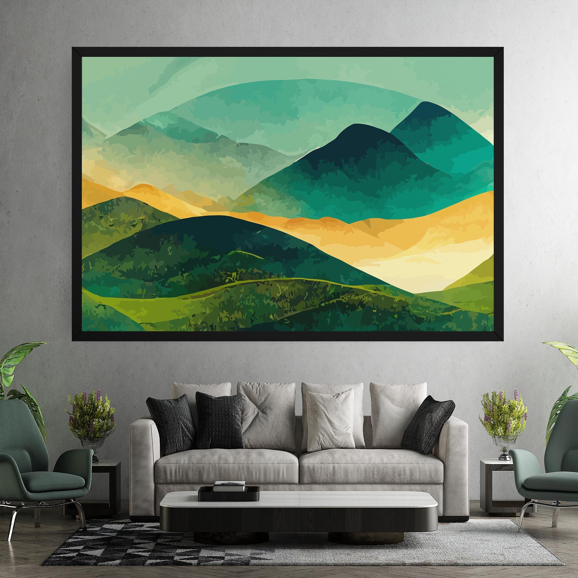 Obraz na Płótnie Green Art Mountain mockup 7