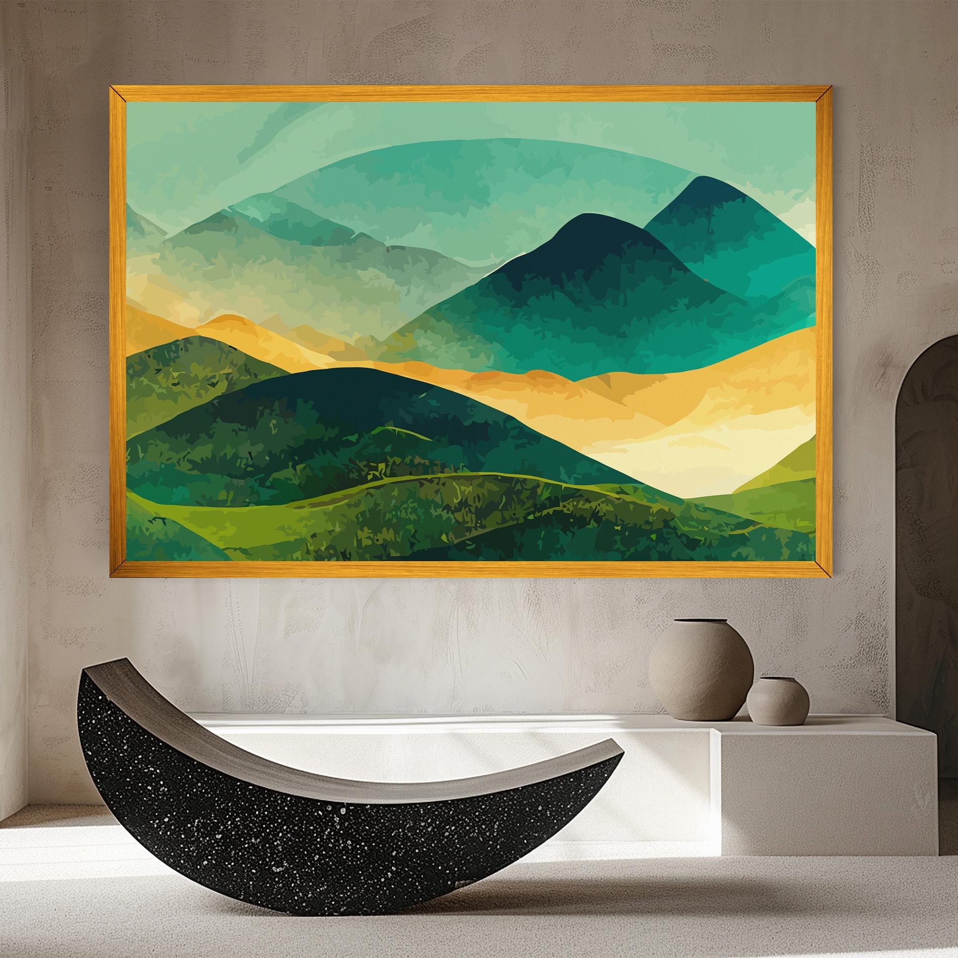 Obraz na Płótnie Green Art Mountain mockup 8