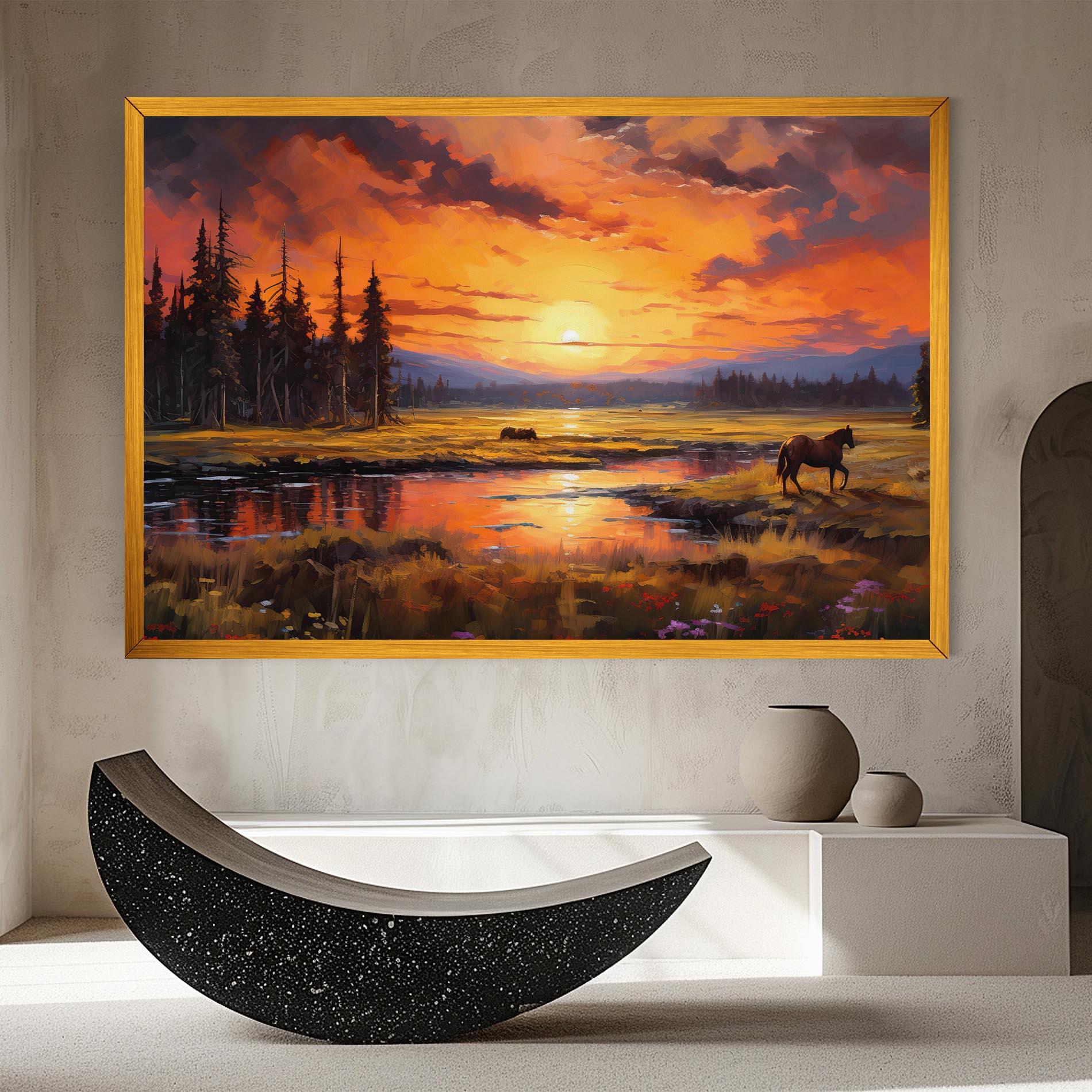 Obraz na Płótnie Wild Horses Painting mockup 8