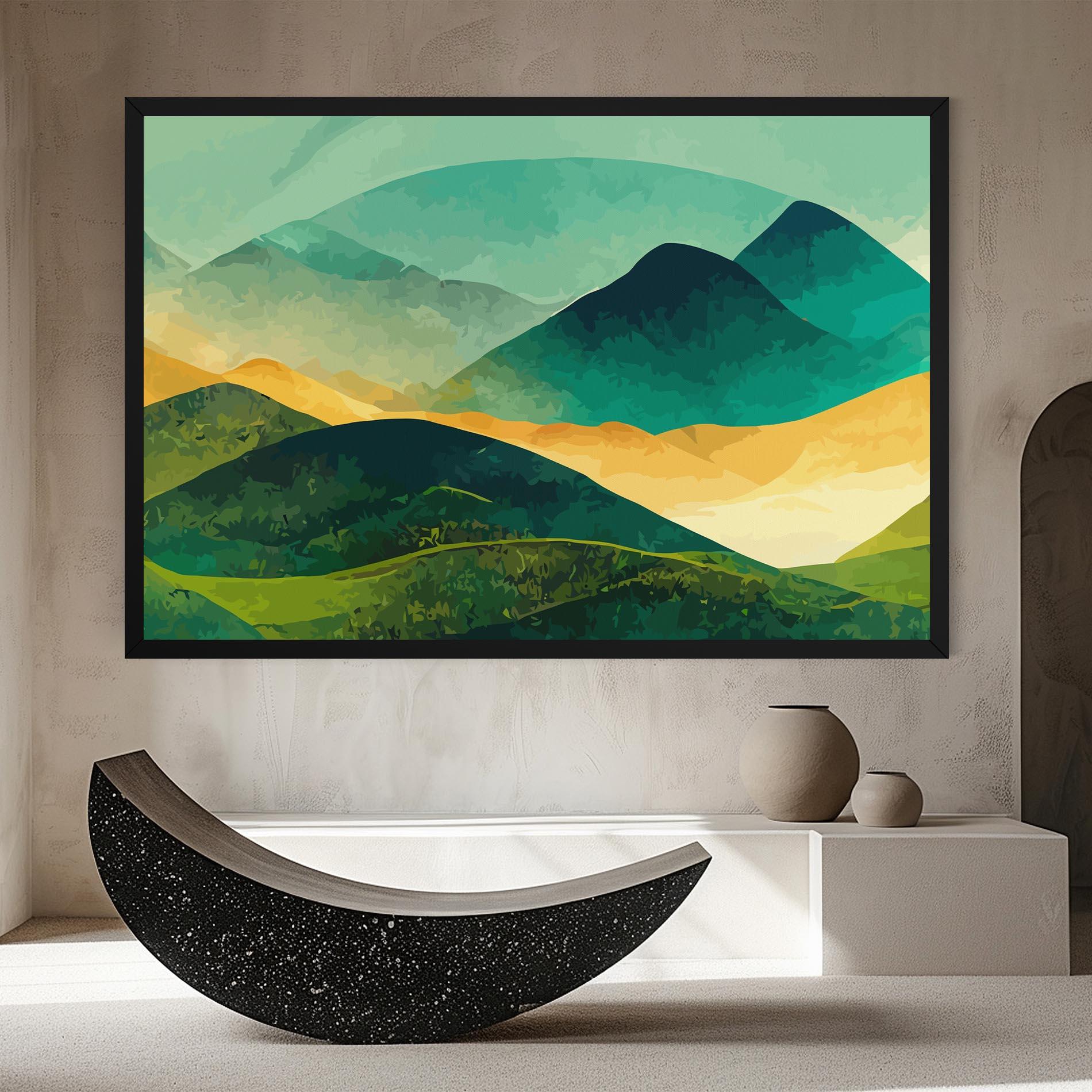 Obraz na Płótnie Green Art Mountain mockup 8