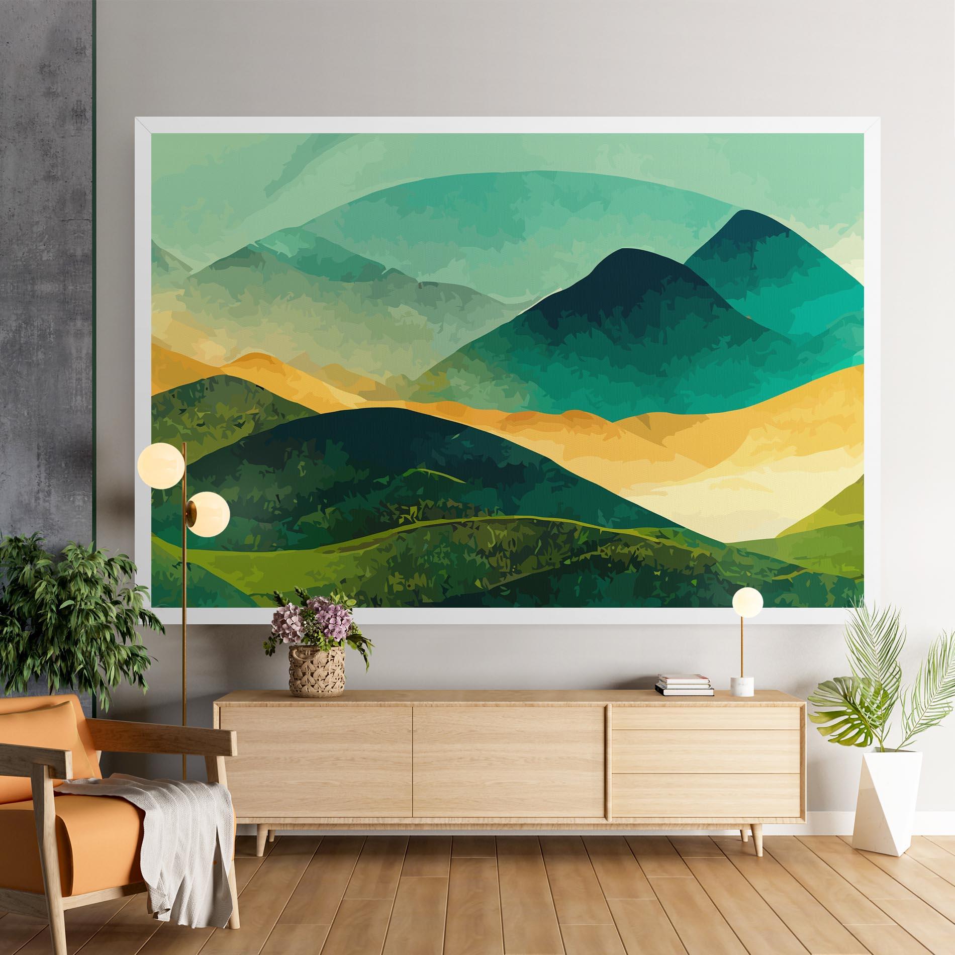 Obraz na Płótnie Green Art Mountain mockup 9