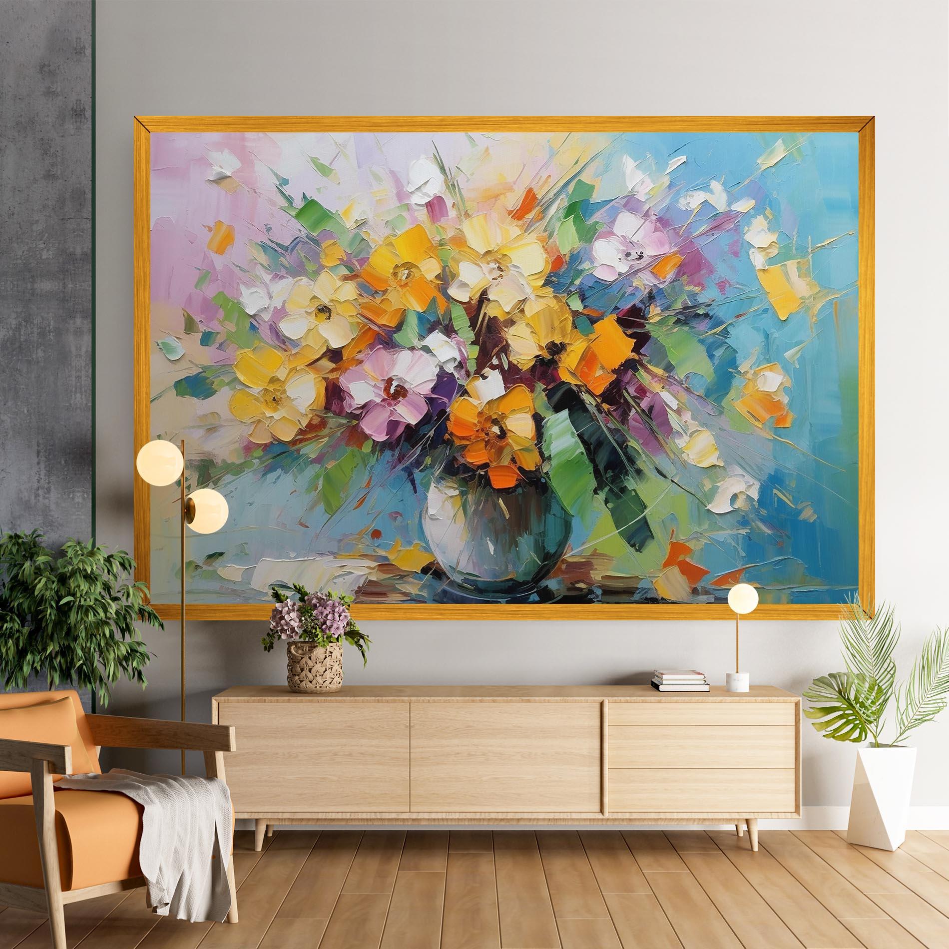 Obraz na Płótnie Colorfull Flowers Painting mockup 9