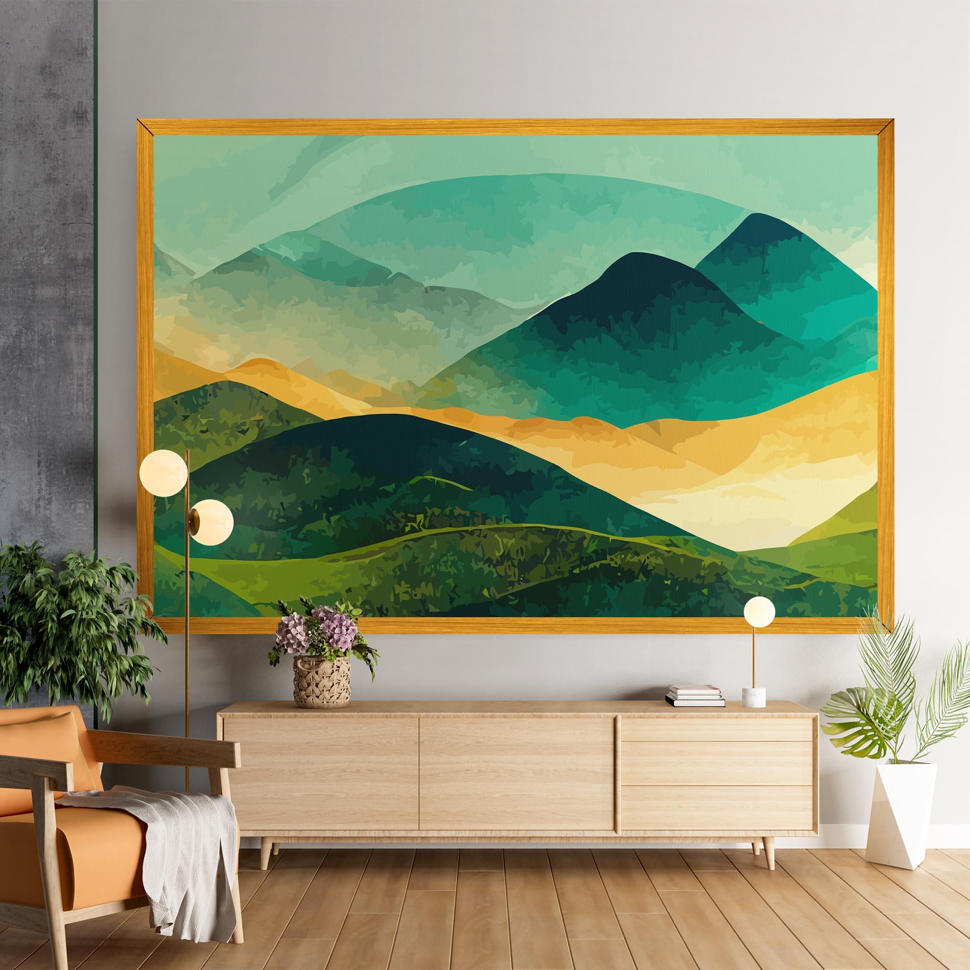 Obraz na Płótnie Green Art Mountain mockup 9