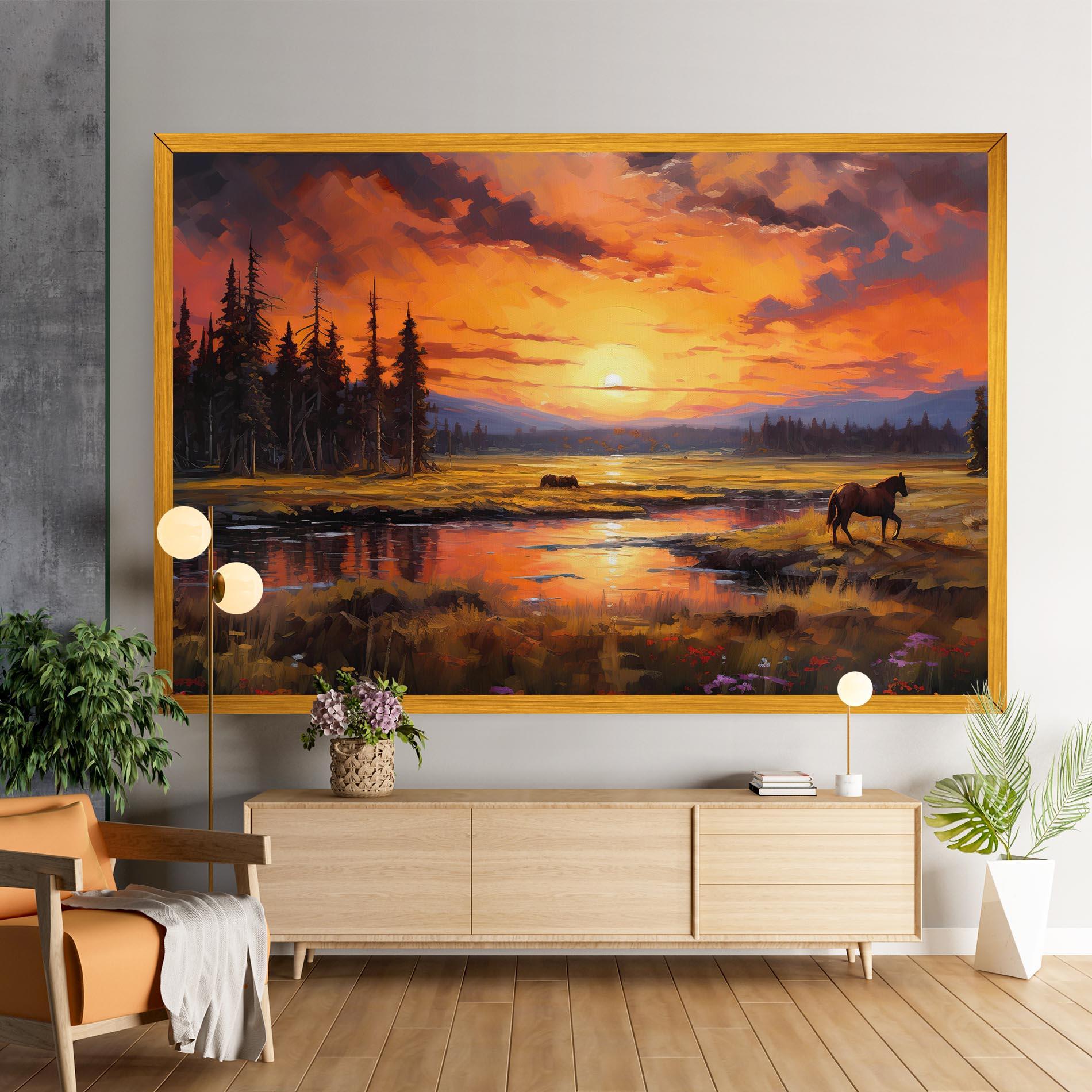 Obraz na Płótnie Wild Horses Painting mockup 9