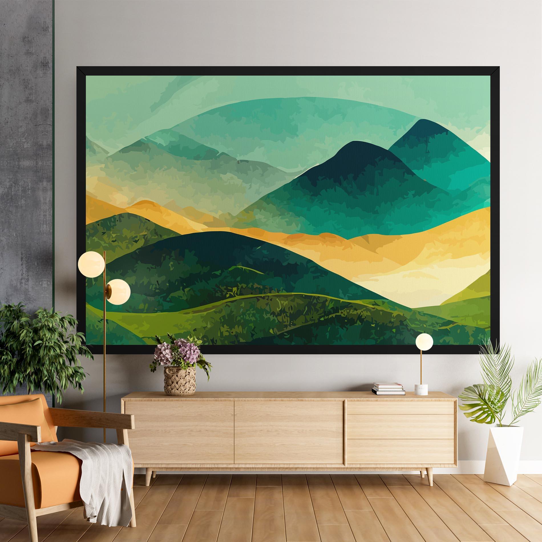 Obraz na Płótnie Green Art Mountain mockup 9