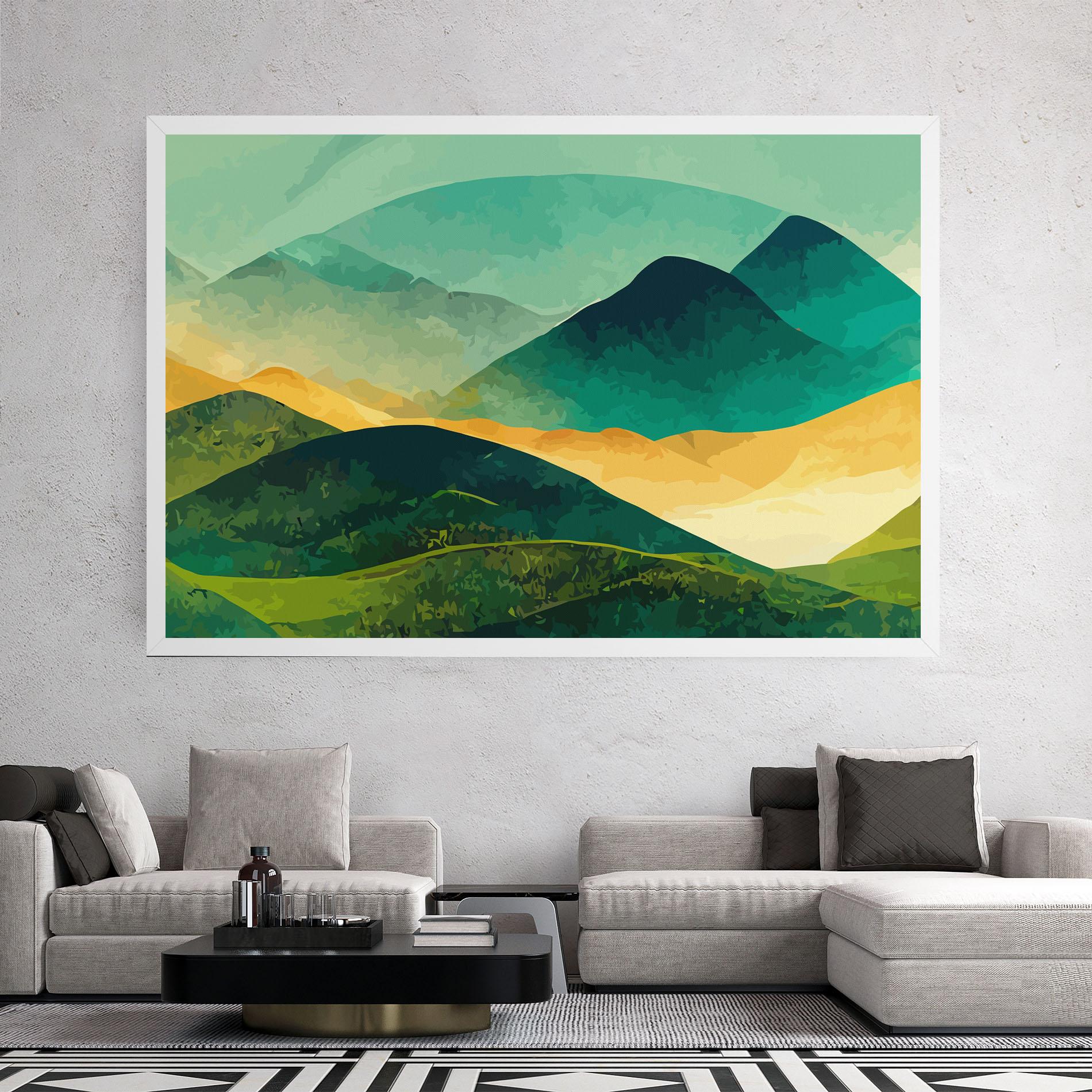 Obraz na Płótnie Green Art Mountain mockup 2