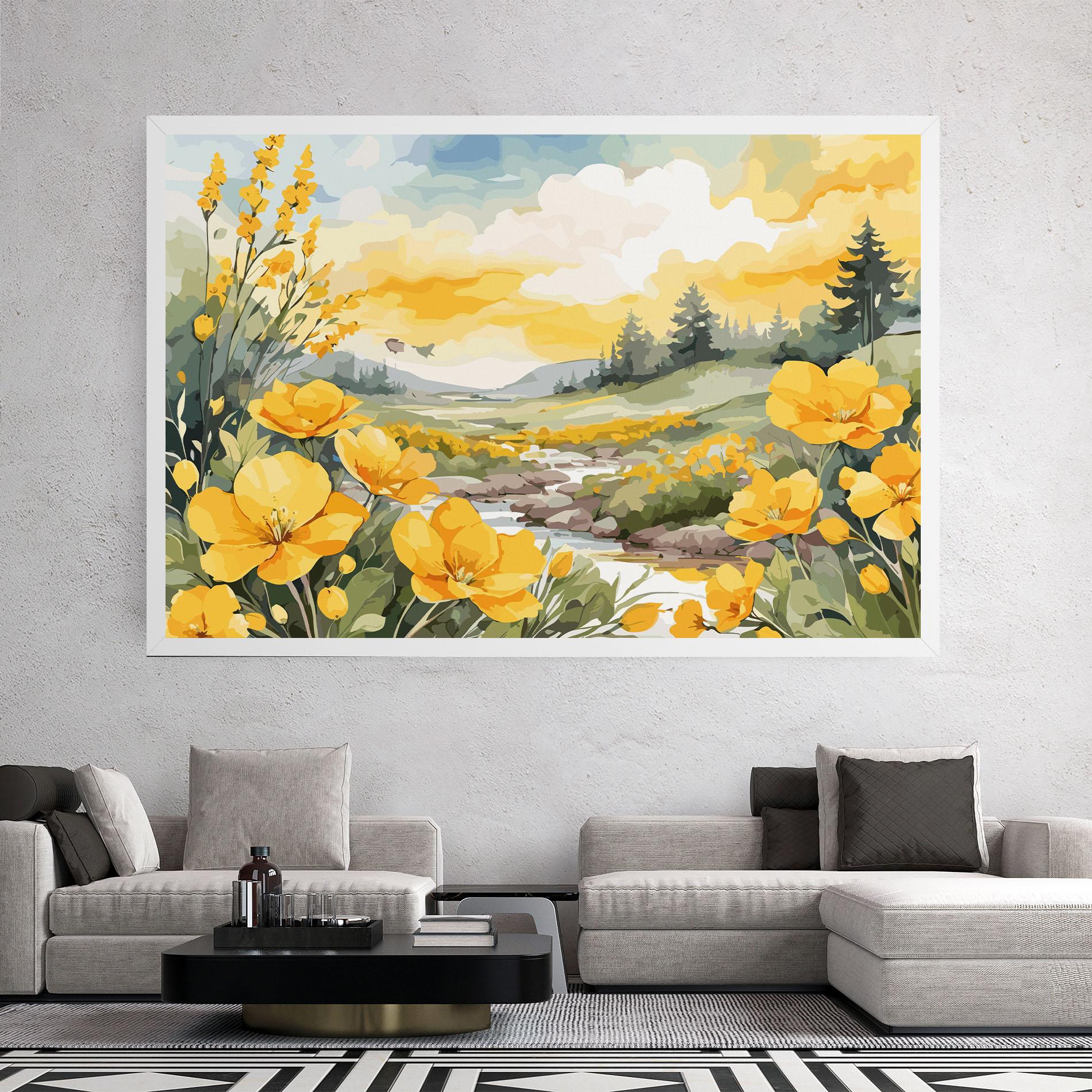 Obraz na Płótnie Yellow View Flower mockup 2