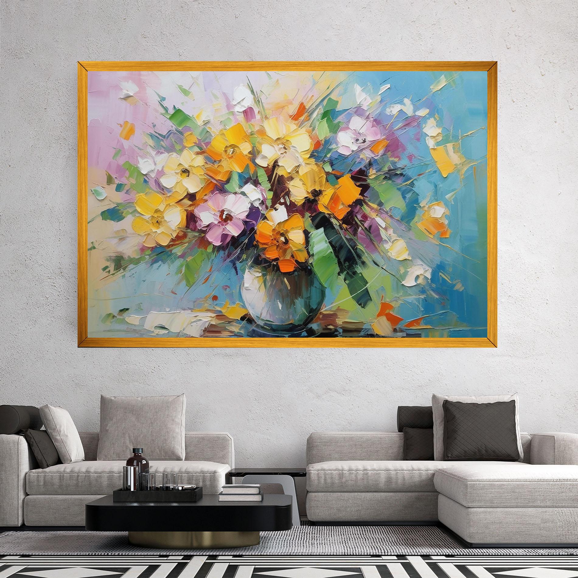 Obraz na Płótnie Colorfull Flowers Painting mockup 2