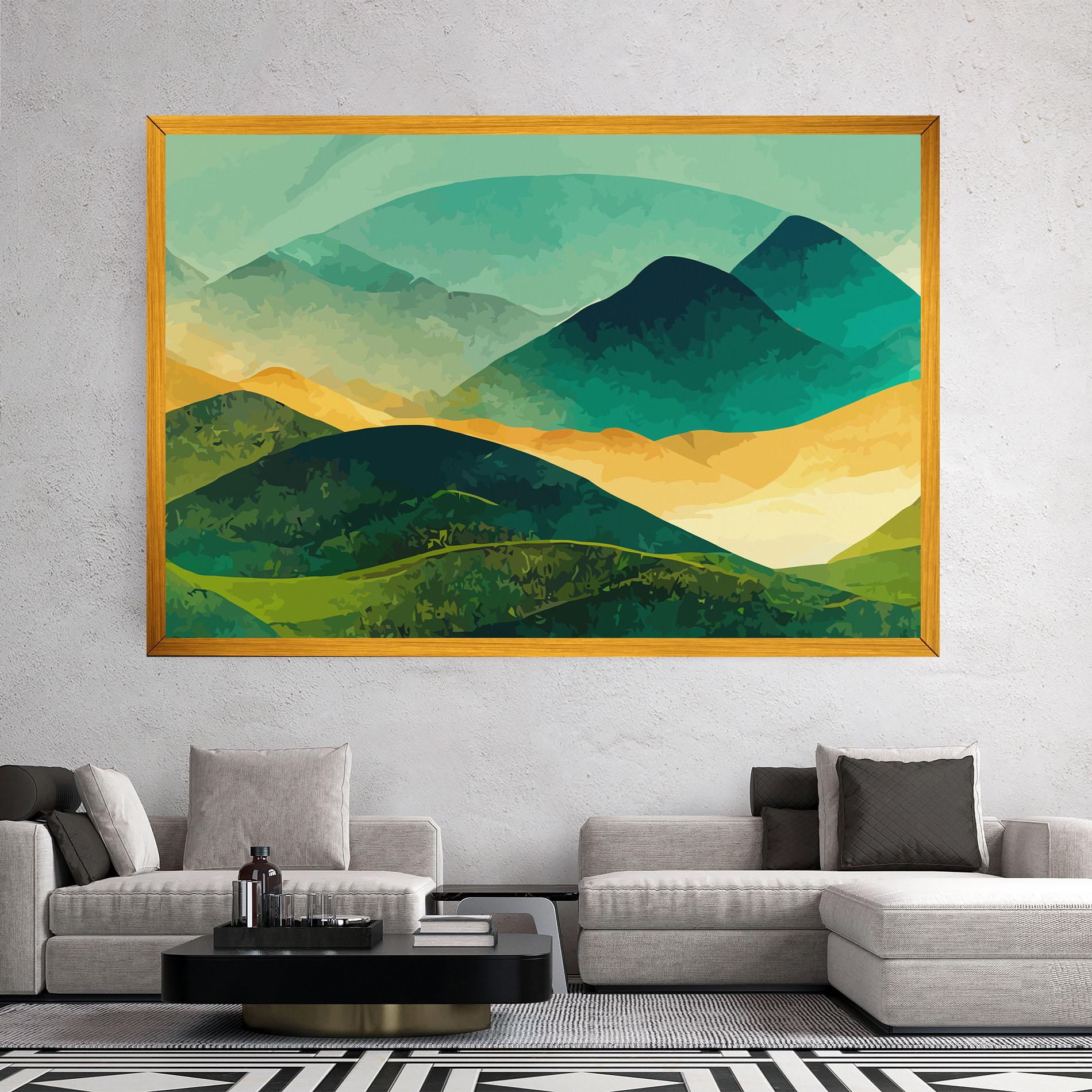 Obraz na Płótnie Green Art Mountain mockup 2