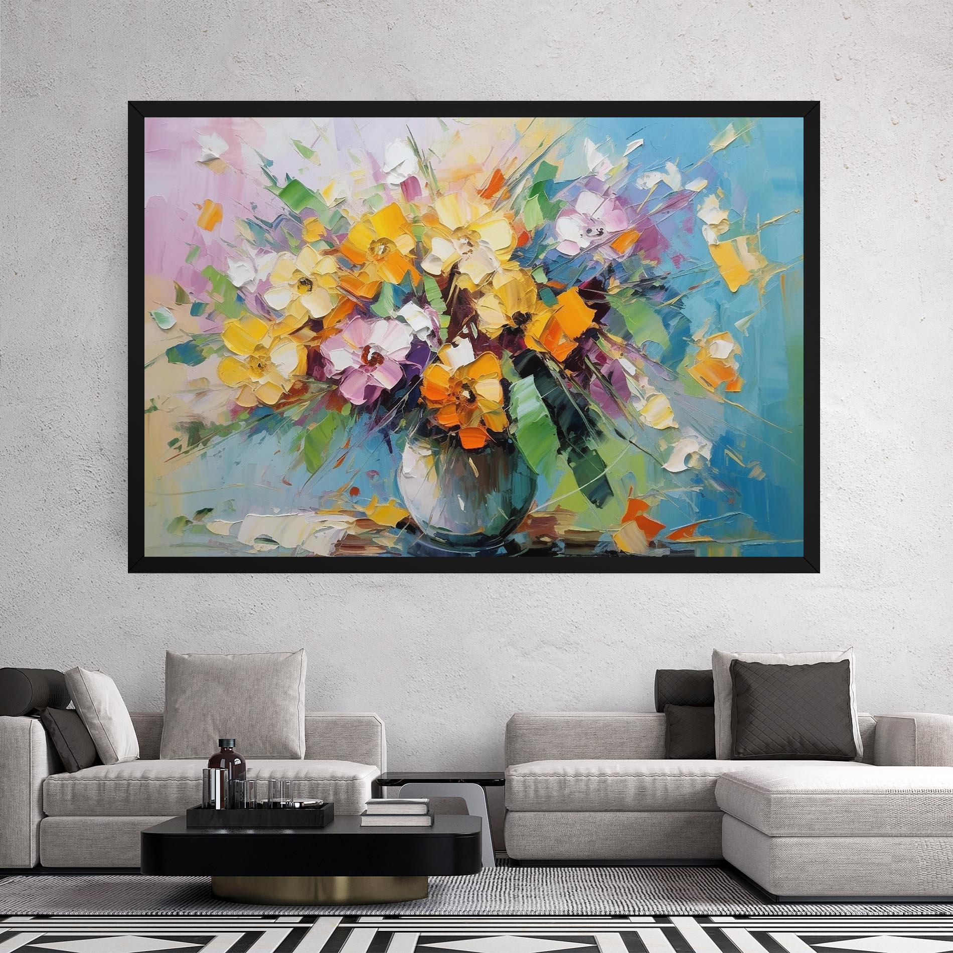 Obraz na Płótnie Colorfull Flowers Painting mockup 2