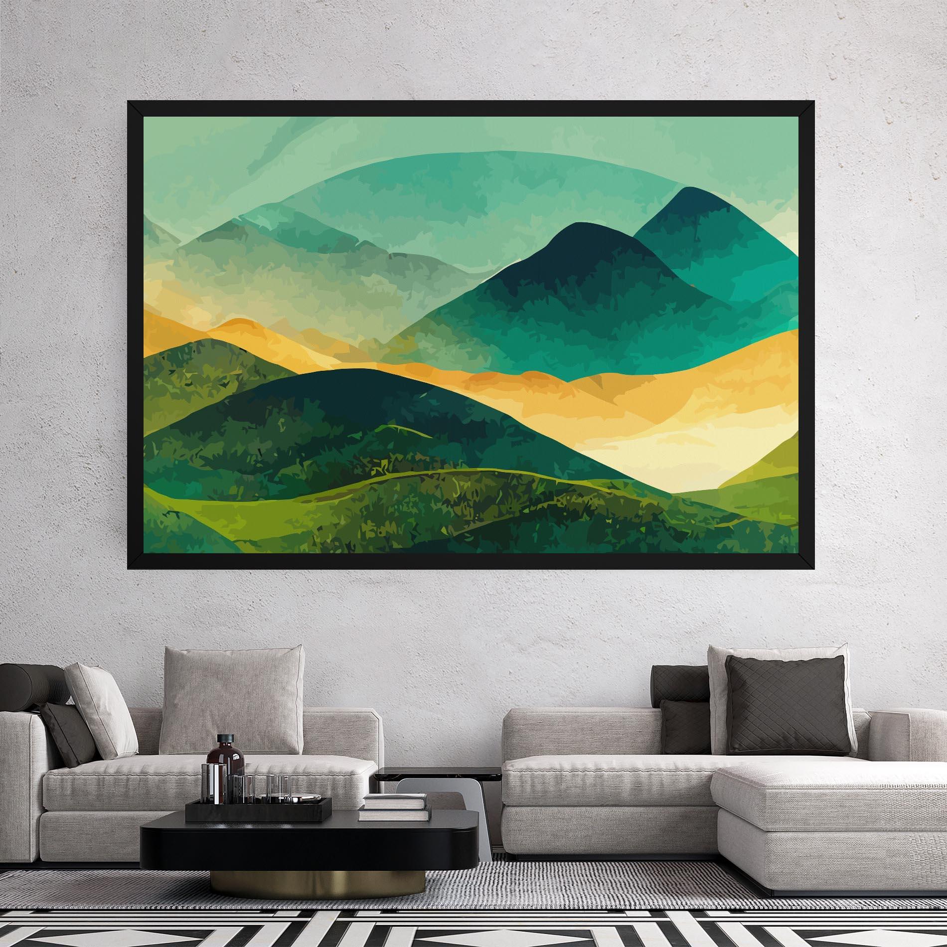 Obraz na Płótnie Green Art Mountain mockup 2