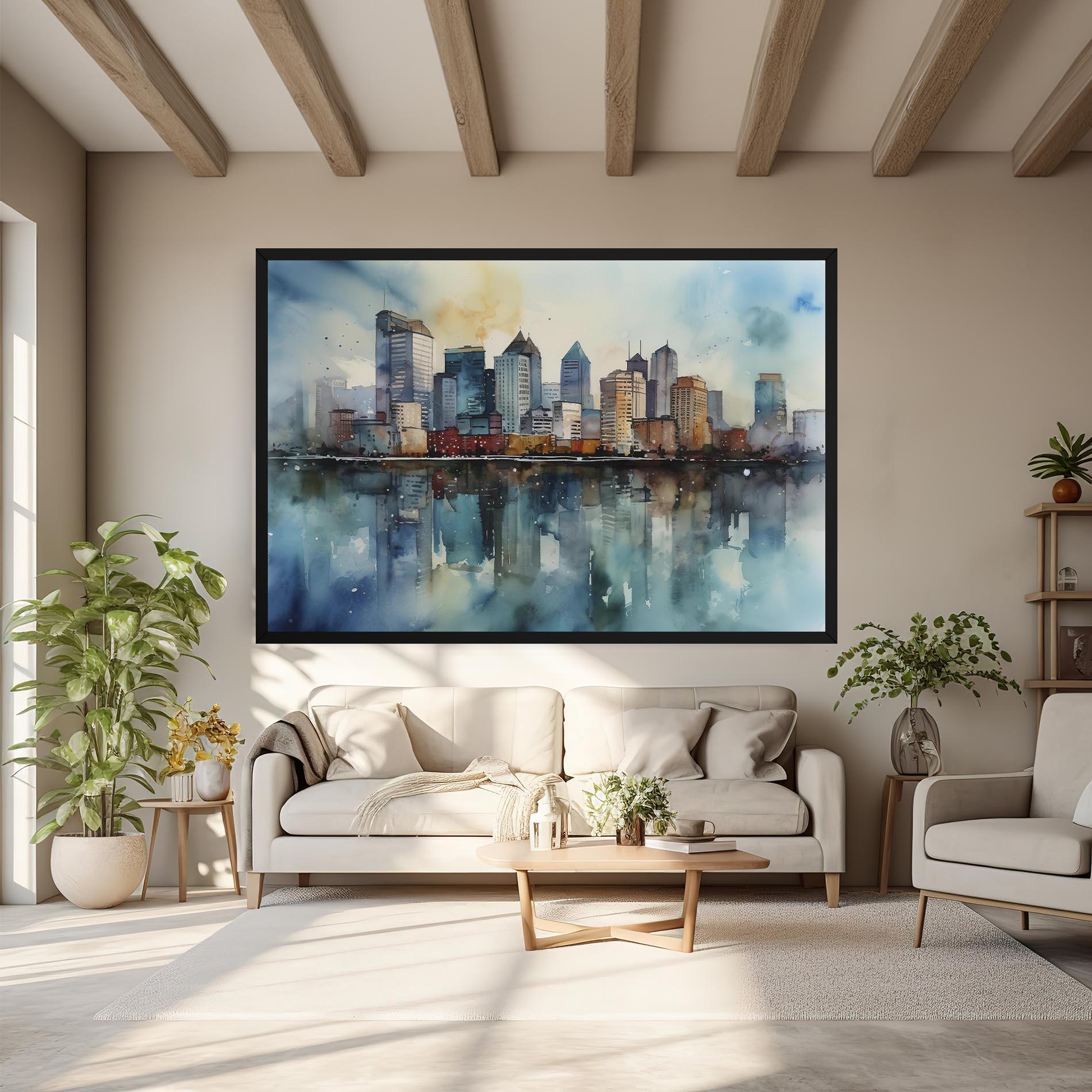 Obraz na Płótnie Watercolor City Skyline mockup 6