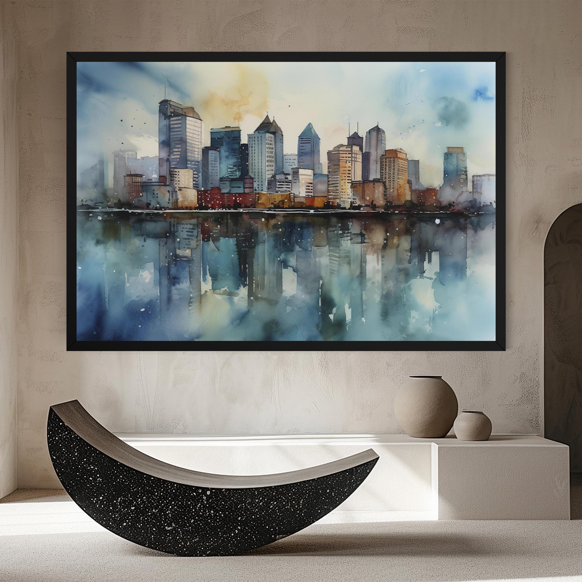 Obraz na Płótnie Watercolor City Skyline mockup 8