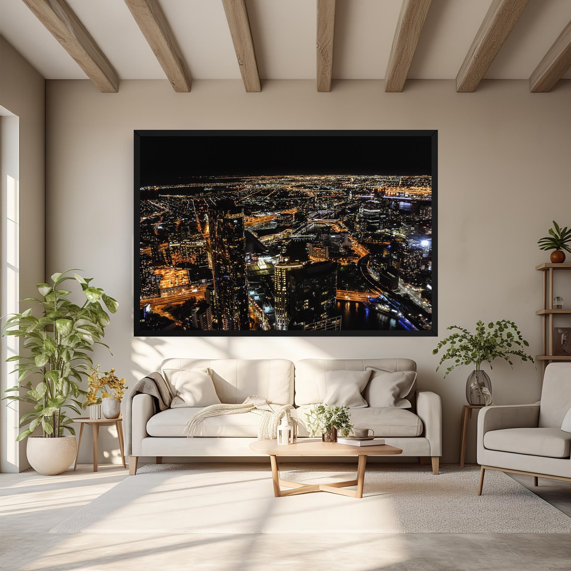 Obraz na Płótnie Black City Light mockup 6