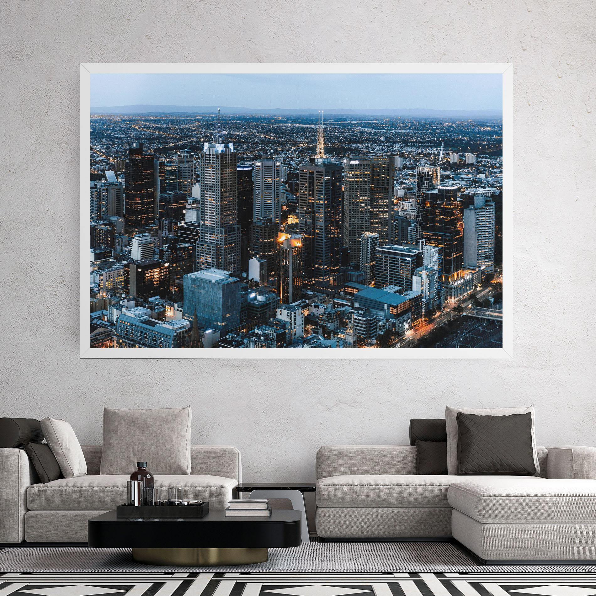 Obraz na Płótnie Yellow Lights Skyline mockup 2