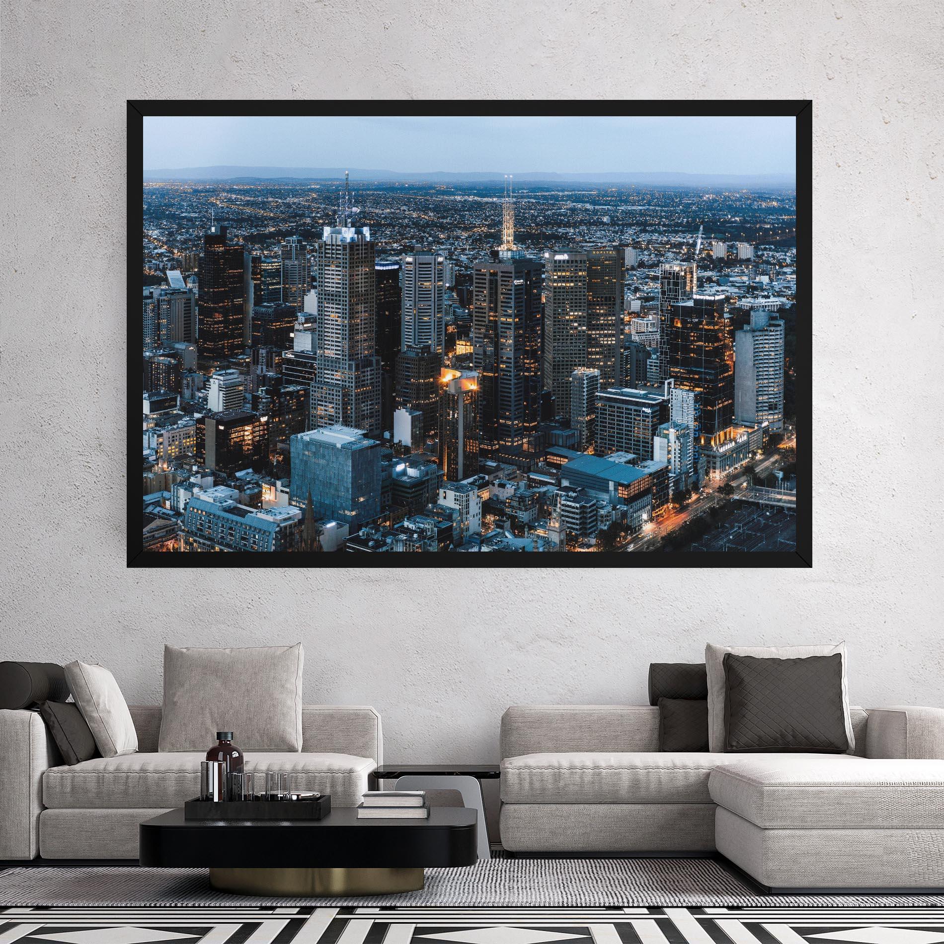 Obraz na Płótnie Yellow Lights Skyline mockup 2