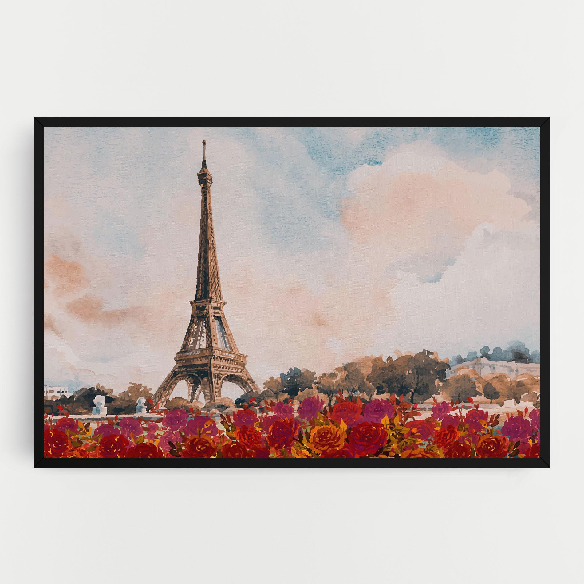 Obraz na Płótnie Eiffel Tower Roses mockup 0