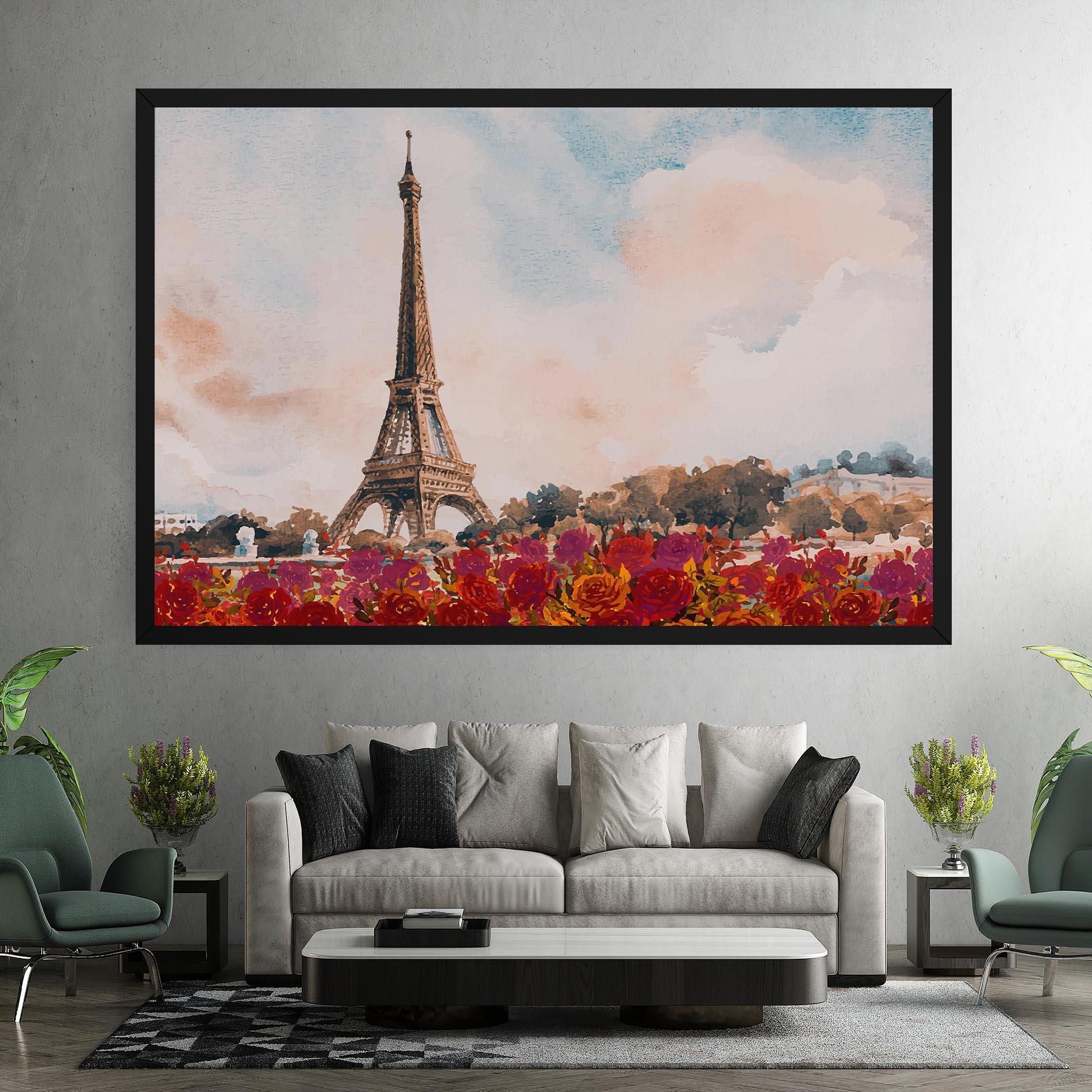 Obraz na Płótnie Eiffel Tower Roses mockup 7