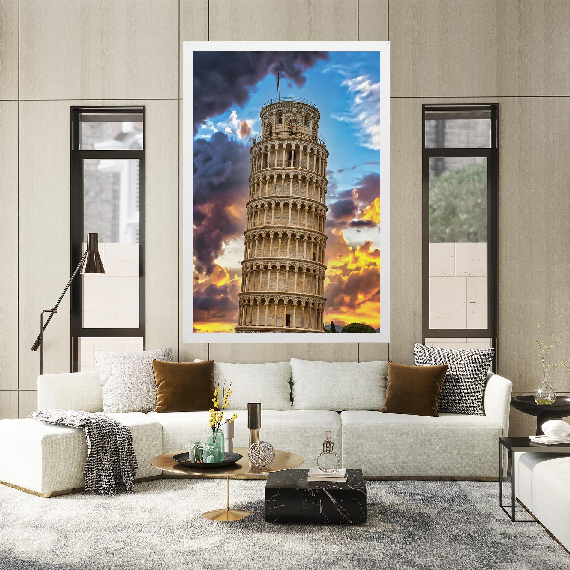 Obraz na Płótnie Tower Of Pisa Sunset mockup 2