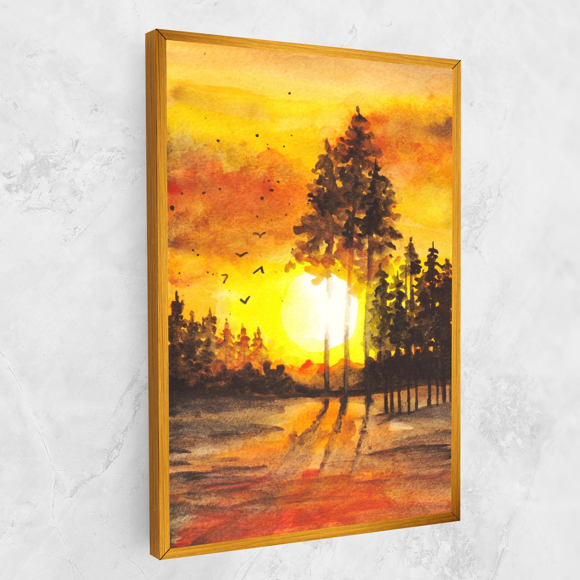 Watercolor Sunset Painting mockup 1