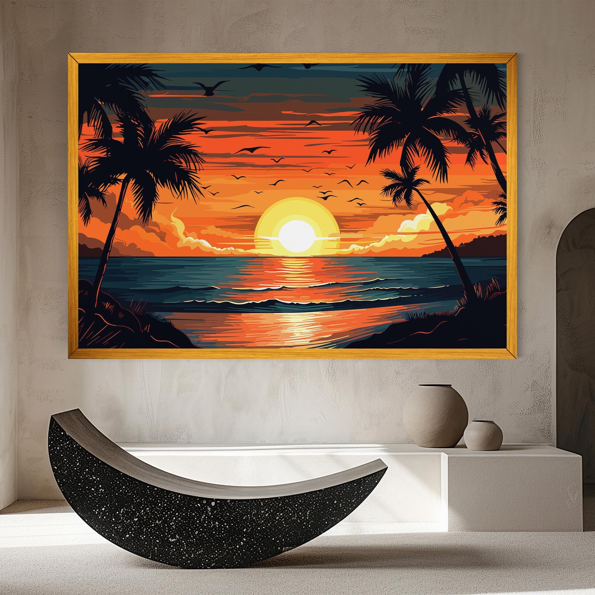 Obraz na Płótnie Amazing Sunset View mockup 8