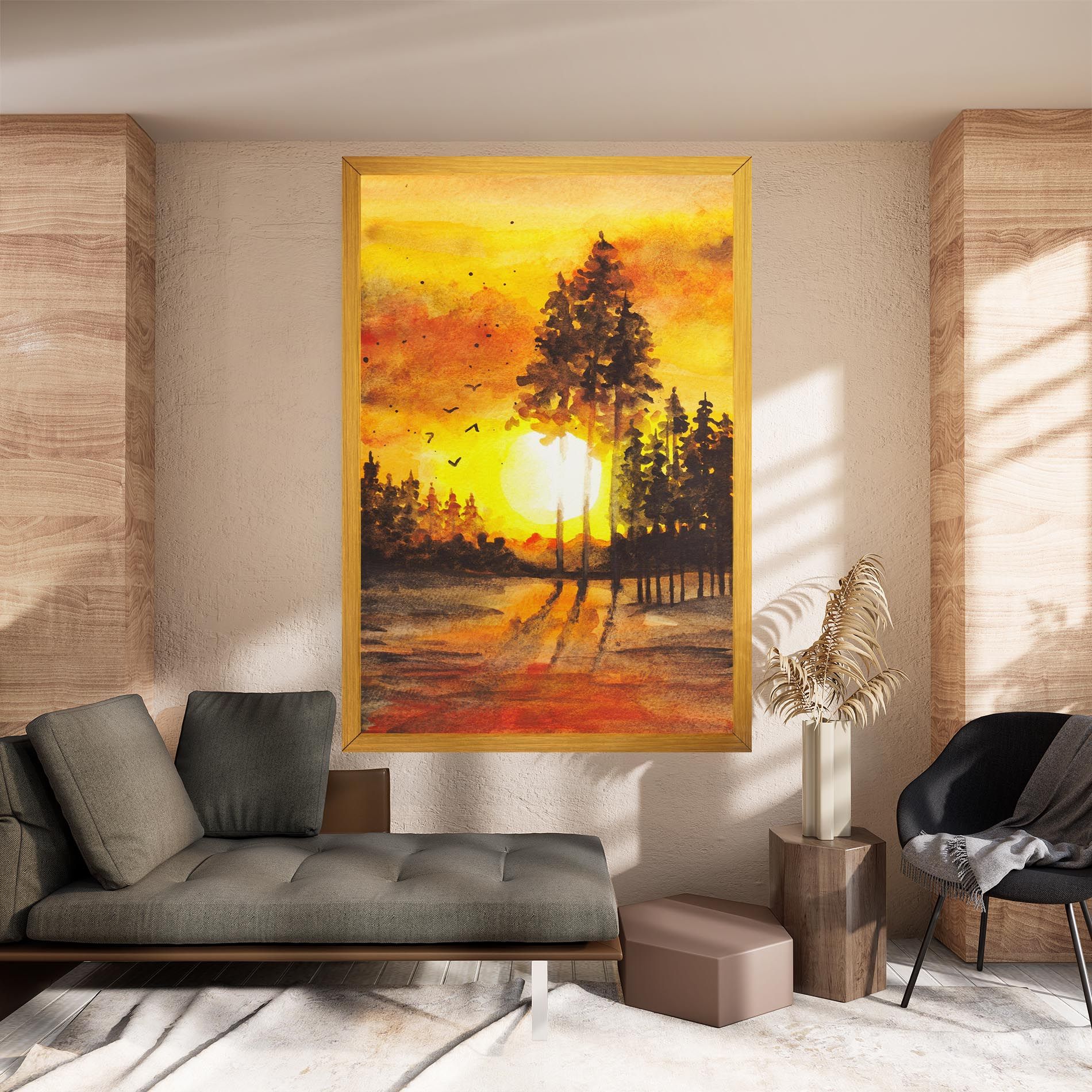 Watercolor Sunset Painting mockup 8