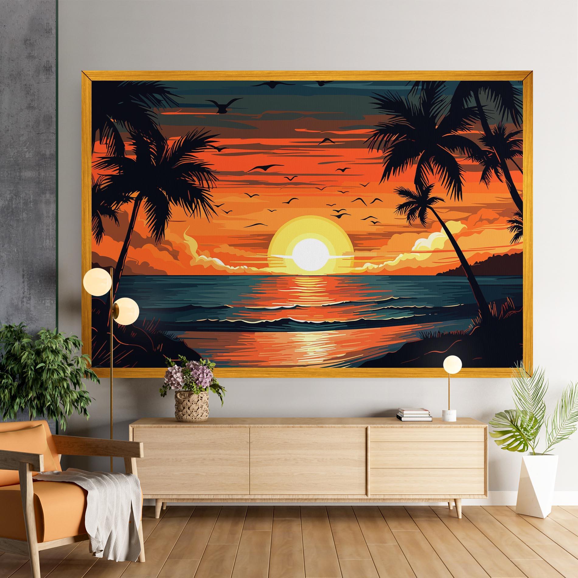 Obraz na Płótnie Amazing Sunset View mockup 9